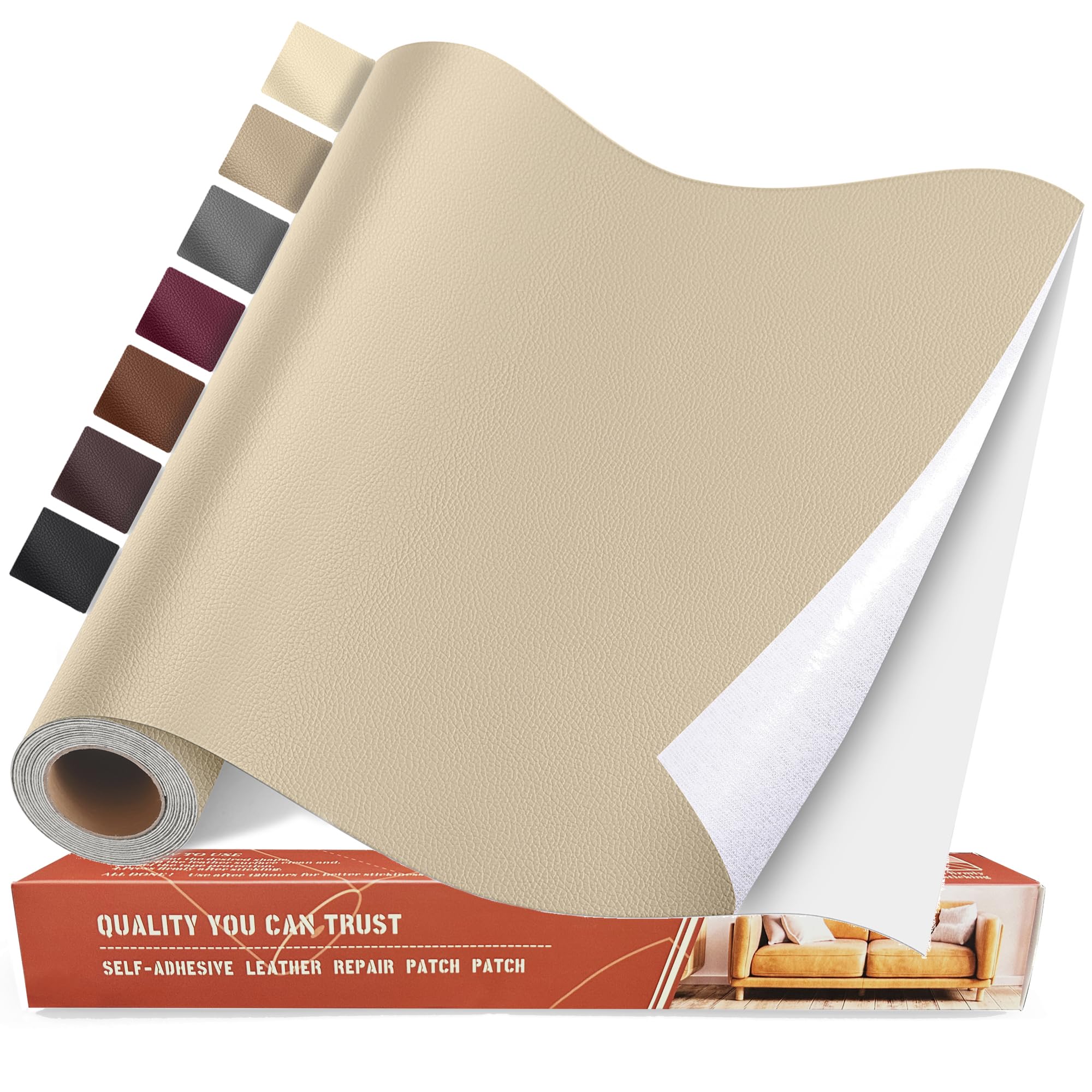Self Adhesive Leather Repair Patch Kit, 16 In X 63 In Large Vinyl Leather Repair Tape For Furniture, Sofa, Couch, Sofa, Car Seat