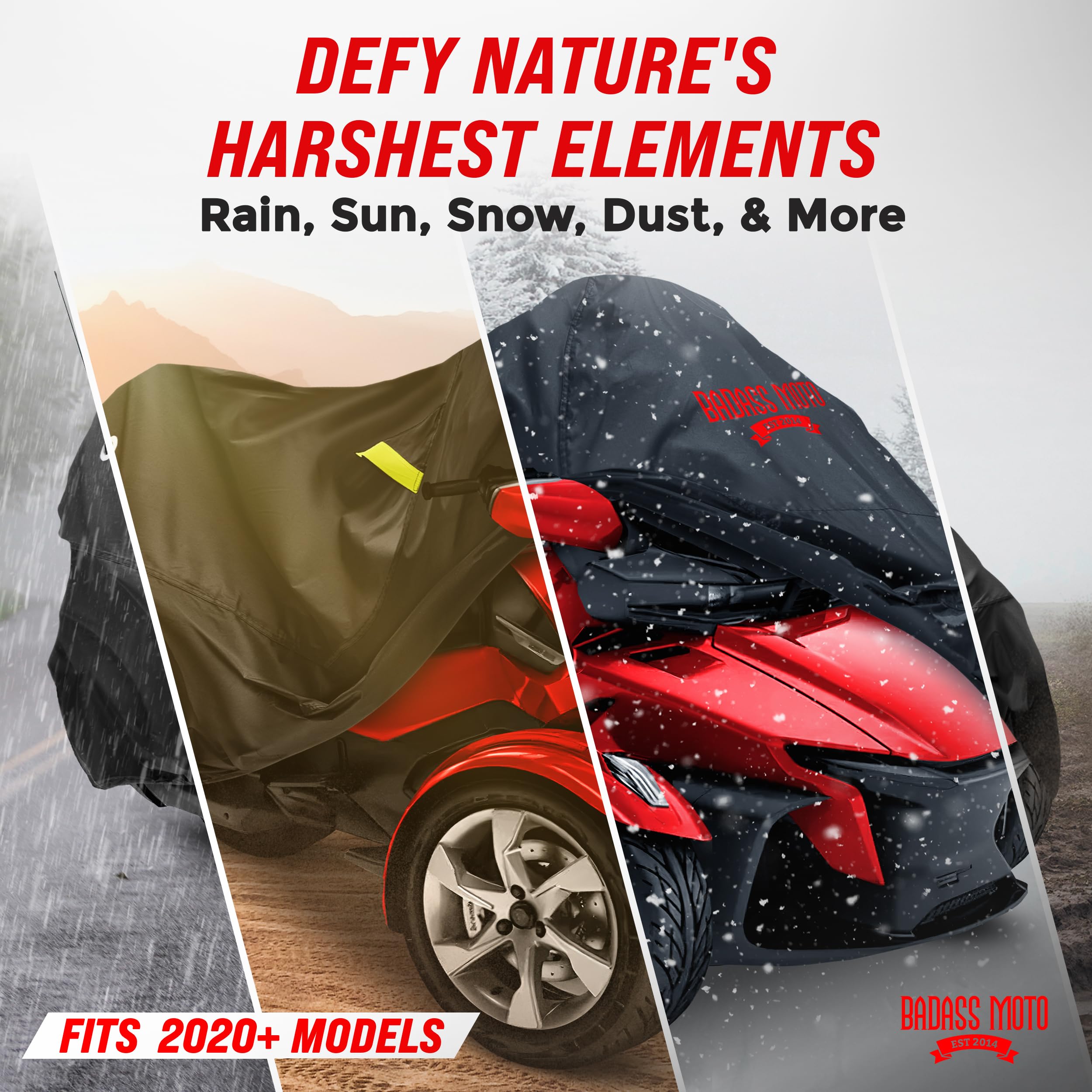 Badass Moto for Can Am Spyder Cover RT Limited. 2020-2025 Heavy Duty Cover for Waterproof Outdoor Storage Fits 2020-2025 Can Am