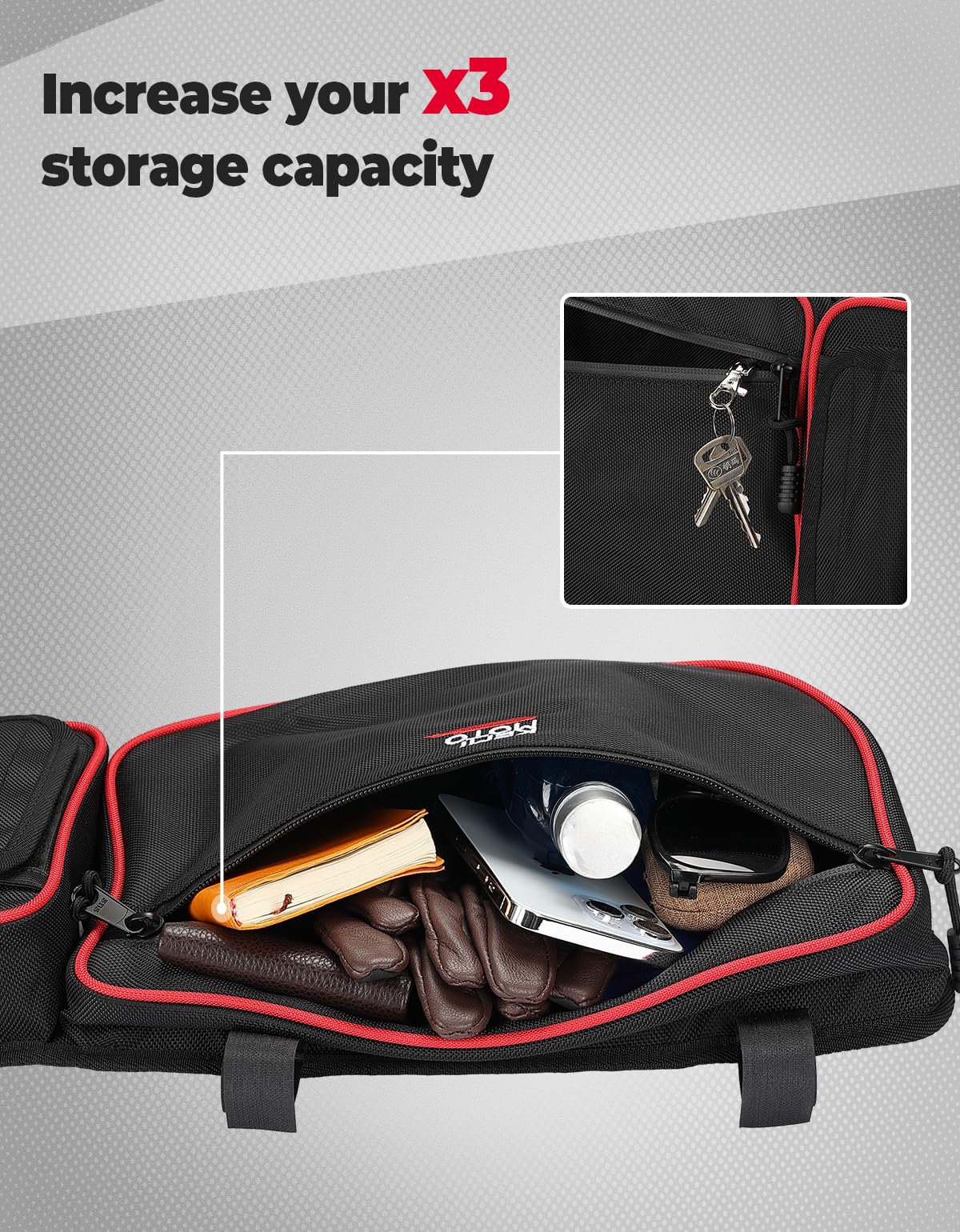 KEMIMOTO X3 Door Bags, Compatible with Can Am Maverick X3 and MAX models 2017-2025, with Cup Holder and Removable Knee Pads Door