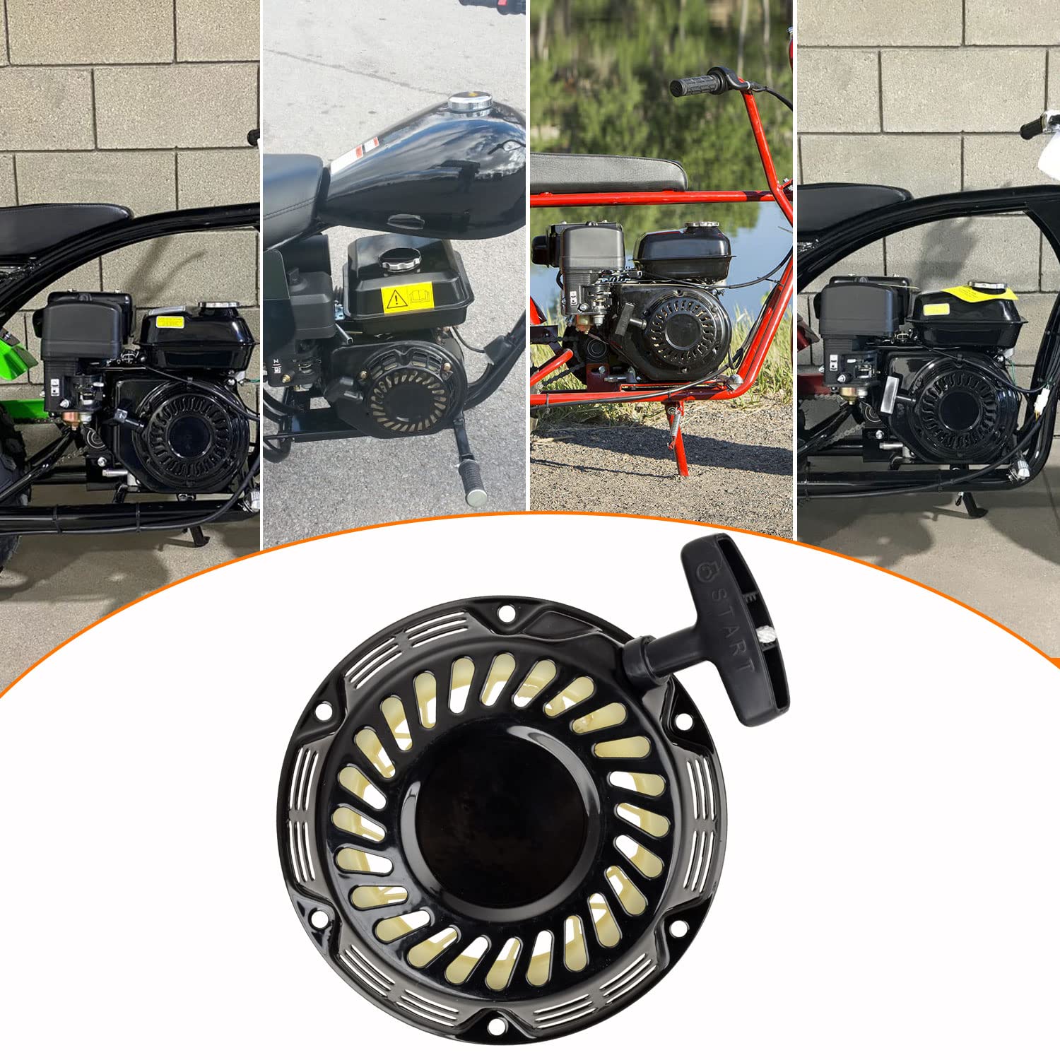 Fvrito Pull Recoil Starter Start For 196Cc 5.5Hp 6.5Hp Hensim Baja Warrior Heat Mb165 Mb200 Mini Bike Blaster Bb65 Sand Dog Sd65 Trax Tx65 Go Kart 163Cc Jf168 Jf200 Gx160 Gx200 Generator Lawnmower