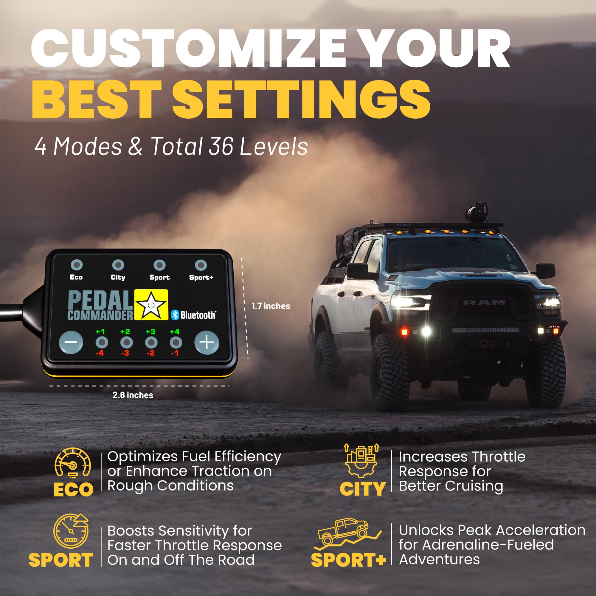 PEDAL COMMANDER Throttle Response Controller for Ram 2500/3500 (2019-2025) - Matte Black, Plug-and-Play, 4 Driving Settings, Anti-Theft,