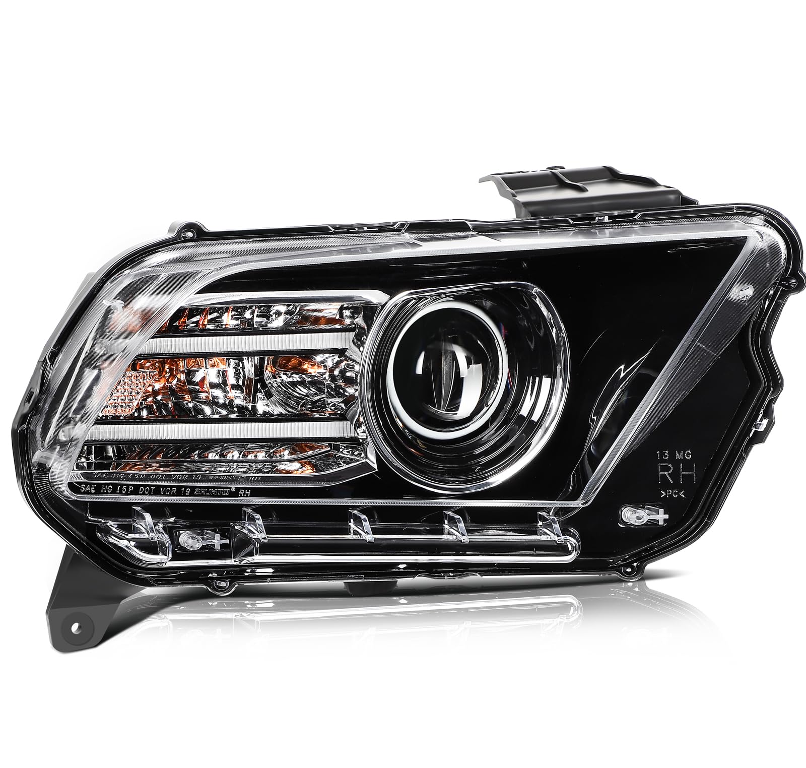LBRST Headlight Assembly Fit 2013-2014 for Mustang Passenger Side Headlight Black Housing FO2519113