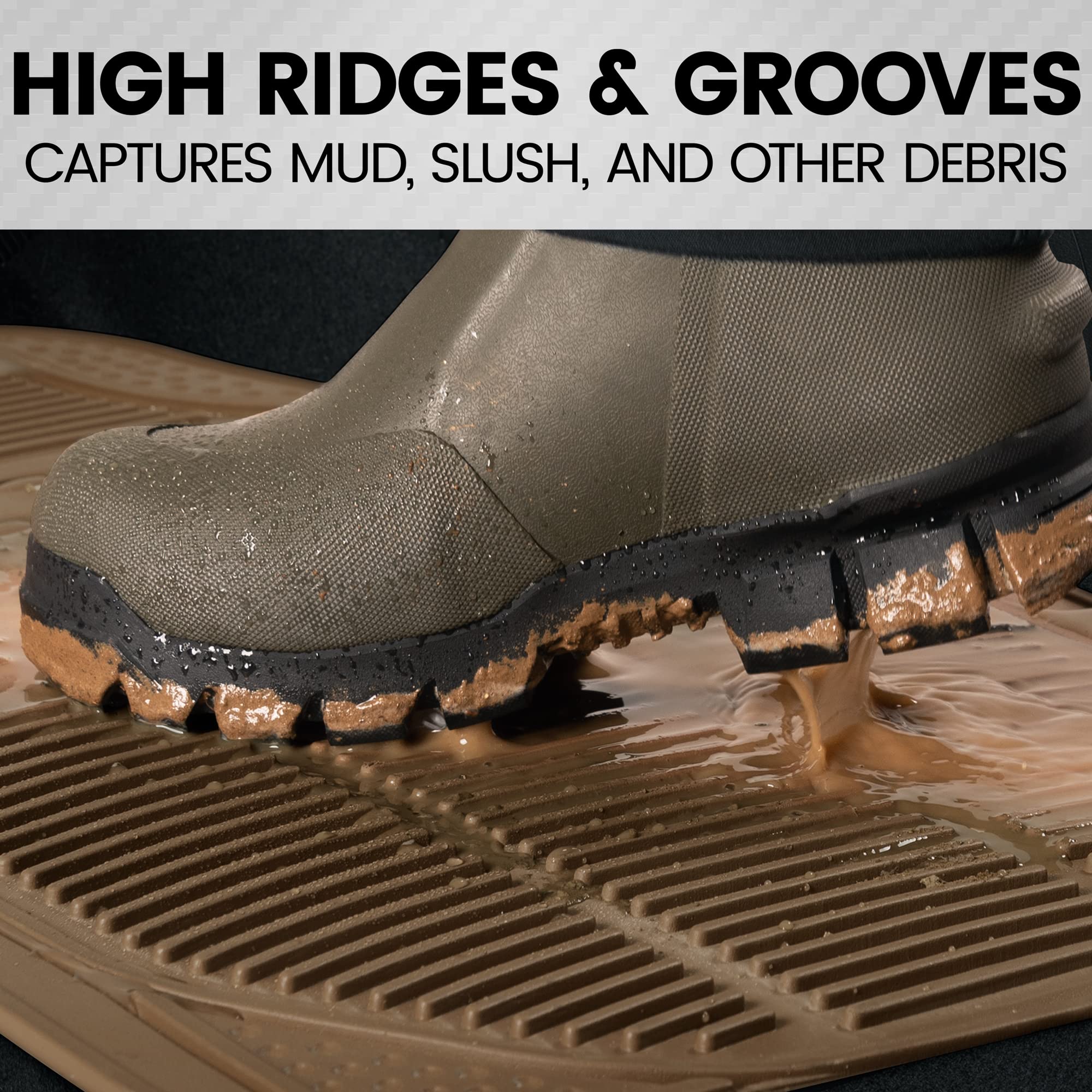 Bdk Proliner Floor Mats For Cars Trucks Suv, 3-Piece All-Weather Car Mats With Universal Fit Design, Durable Car Floor Mats With Capture Ridges, Waterproof Rubber Floor Mats For Cars (Beige)