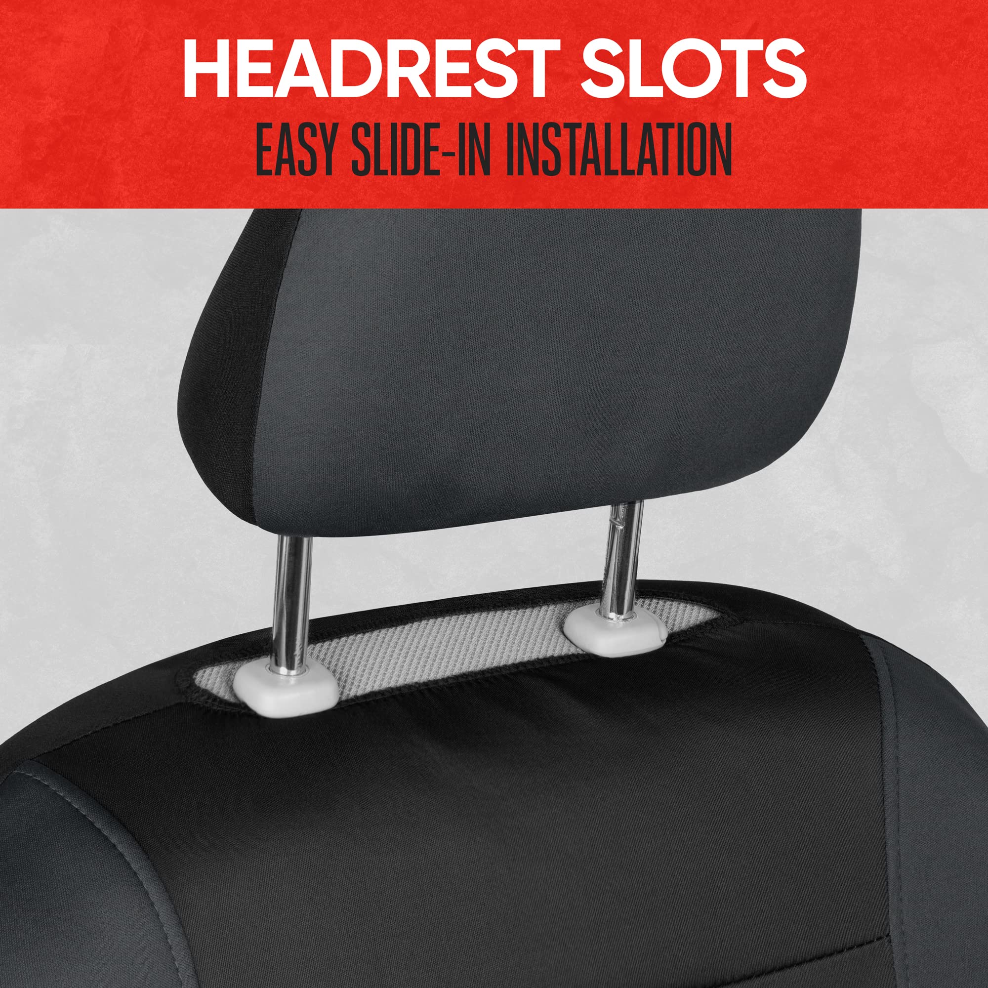 Motor Trend Gray Cloth Front Seat Covers - Premium Bucket Seat Covers For Vehicles With Removable Headrests, Car, Truck, Van And