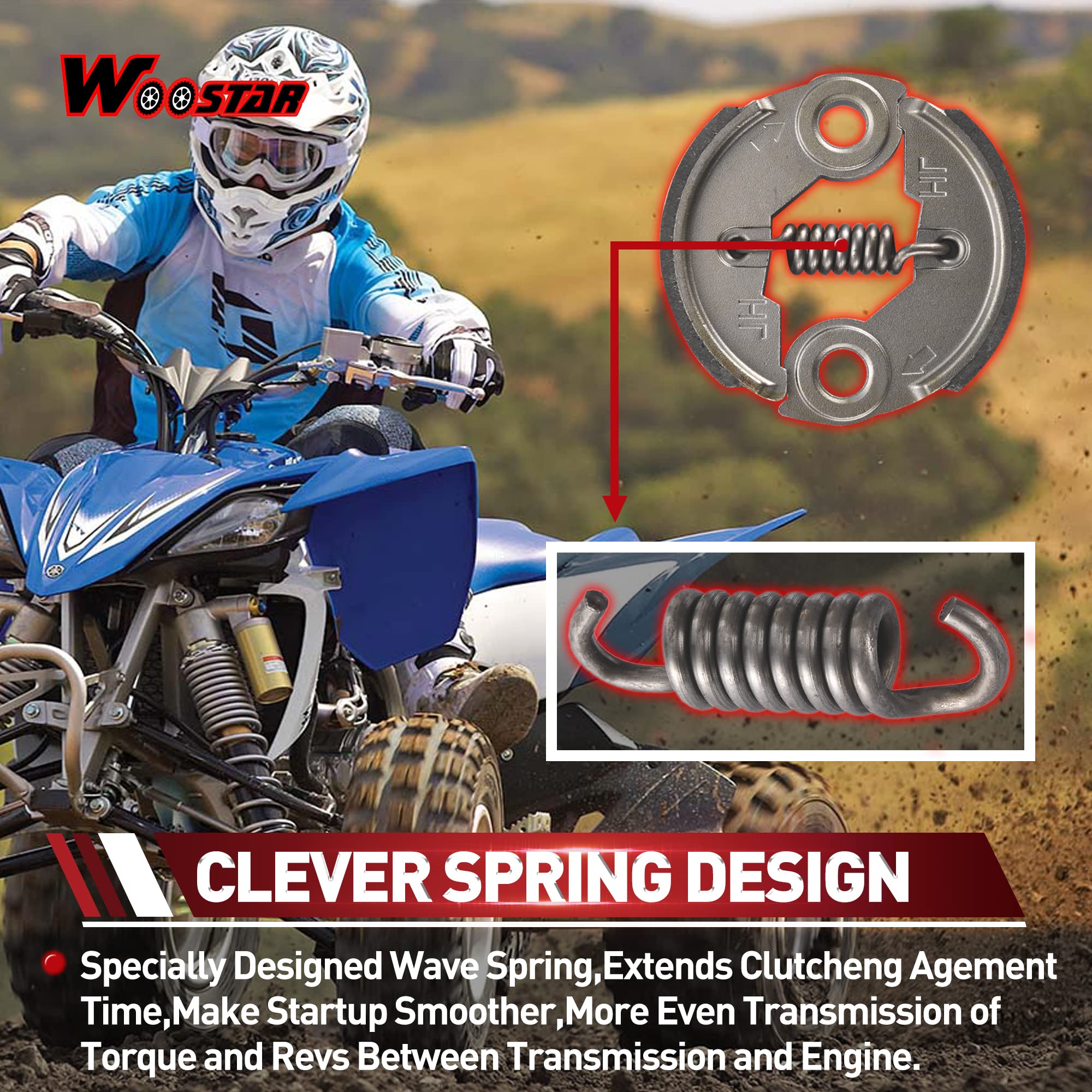 Woostar Heavy Duty Clutch With Spring Replacement For 2 Stroke 43Cc 47Cc 49Cc Engine X-1 X-2 Cat Eye Pocket Bike Mini Quad