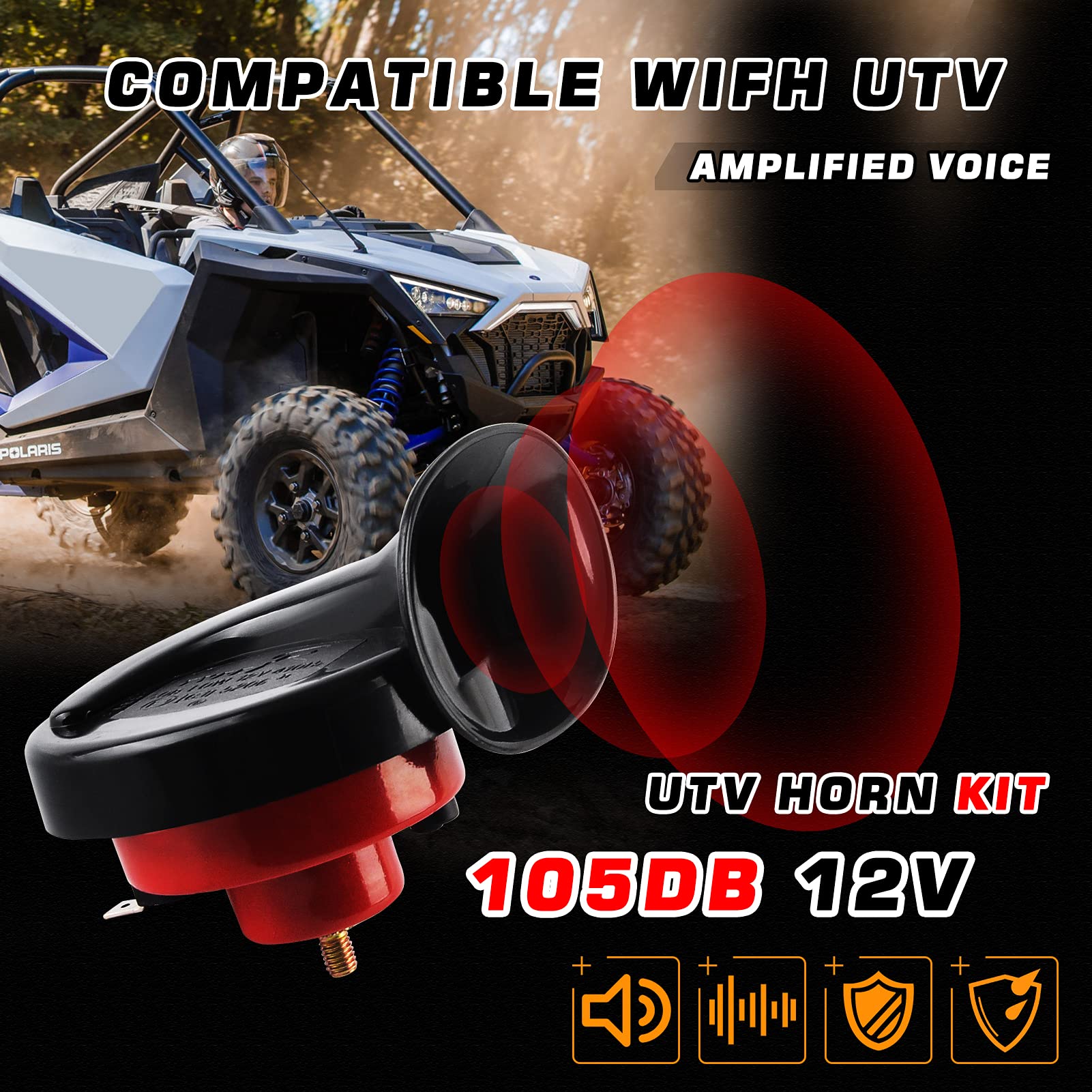 Loud Utv Horn Kit,Rzr Horn Kit With Rocker Switch 12V For Polaris Rzr Ranger, Pro Xp, Can Am, Up To 2021