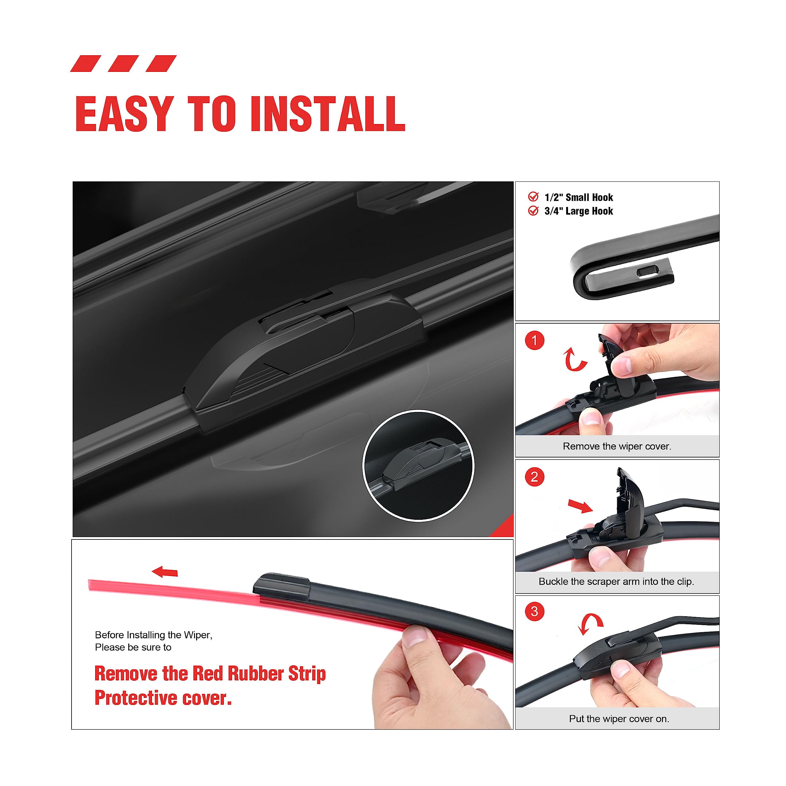 Berg Regen 24''+22'' Silicone Windshield Wiper Blades Replacement For Nissan Titan Armada 15-04/ Ford Flex 19-09/ Toyota Land Cr