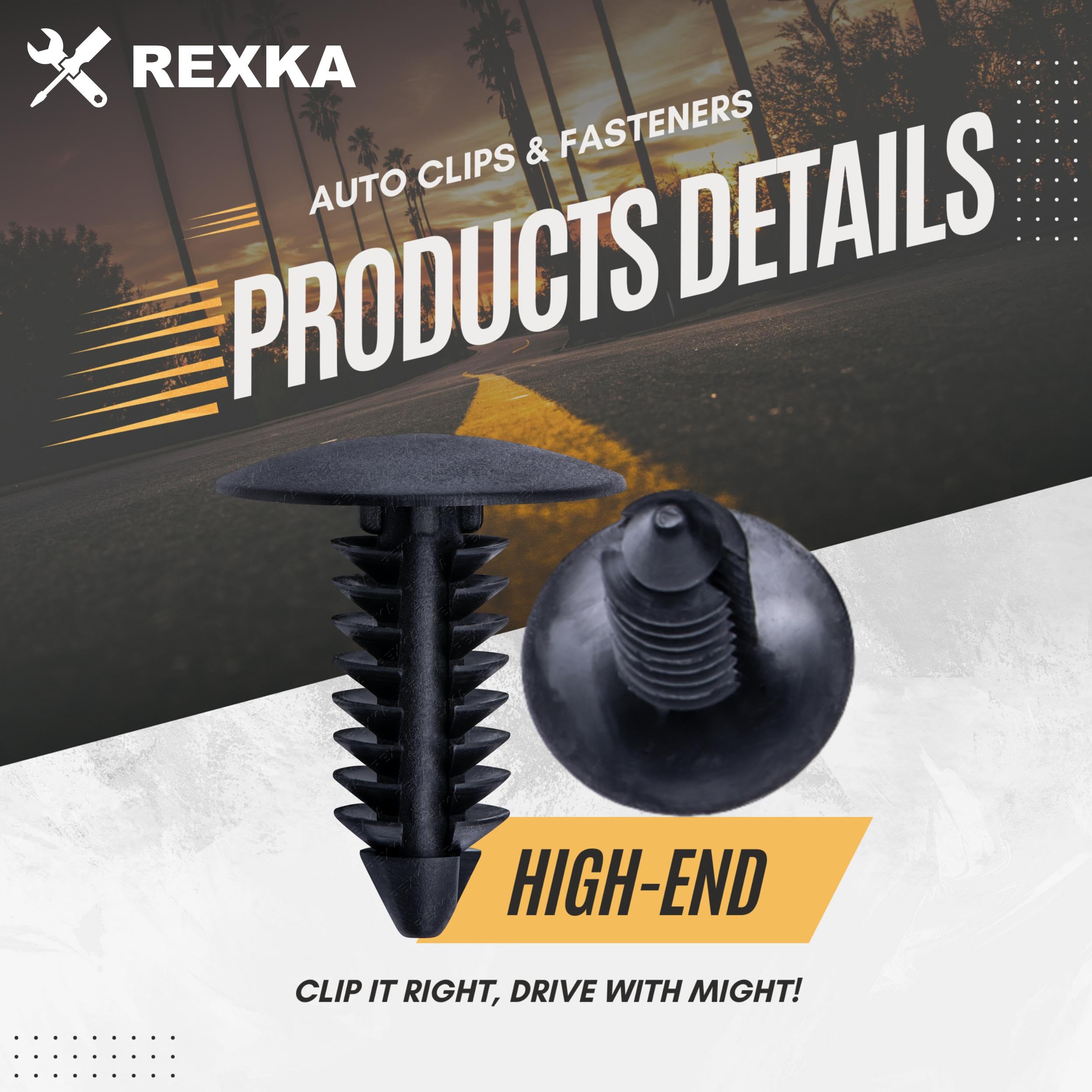 Rexka 50Pcs Fender Bumper Shield Fender Liner Push Pin Retainer Clips 6030441 For Jeep Dodge Ram Chrysler