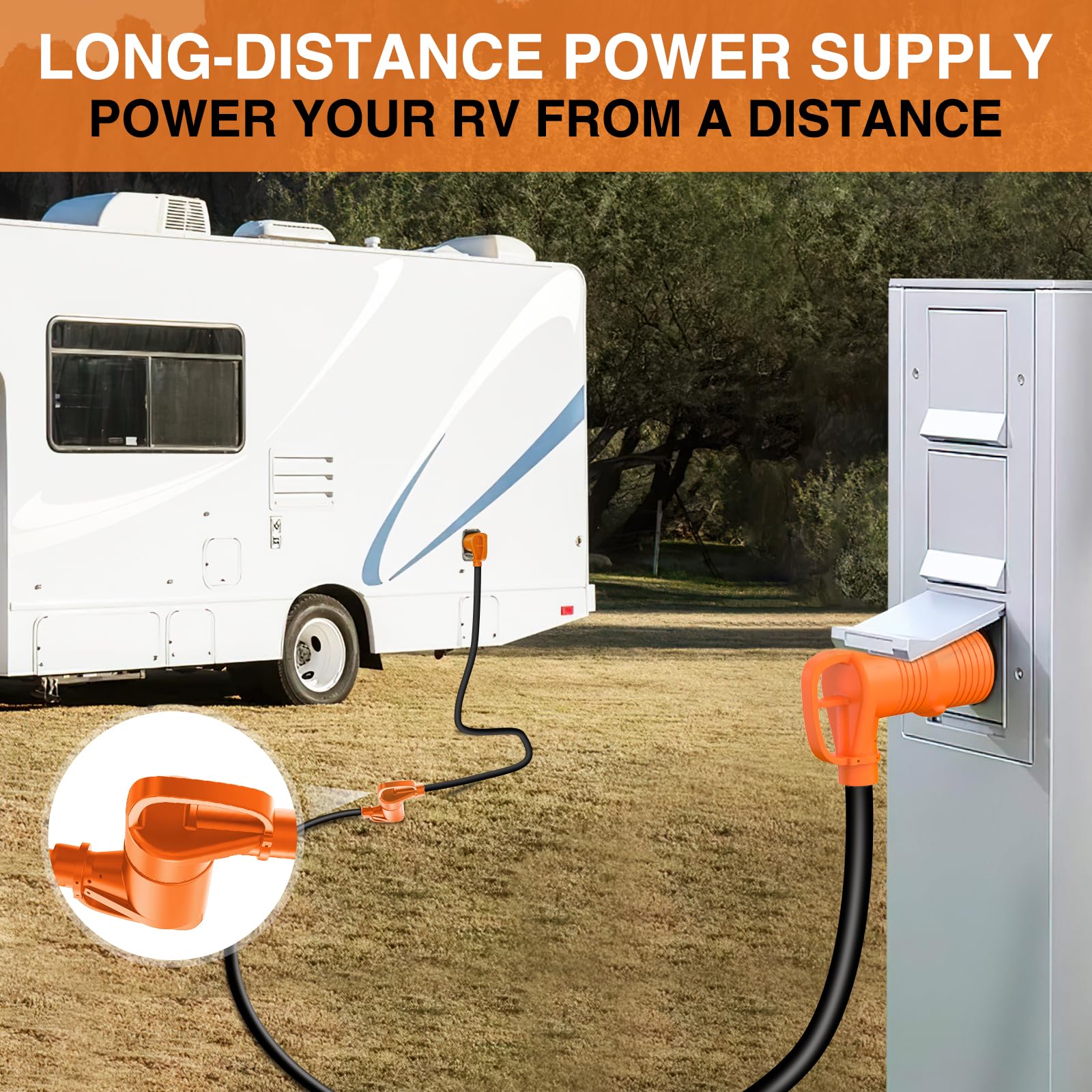 Nilight 25Ft 30 Amp Rv Extension Cord With Adapter 50Amp To 30Amp 125V Heavy Duty 10/3 Gauge Pure Copper Stw Wire Ul Etl Listed