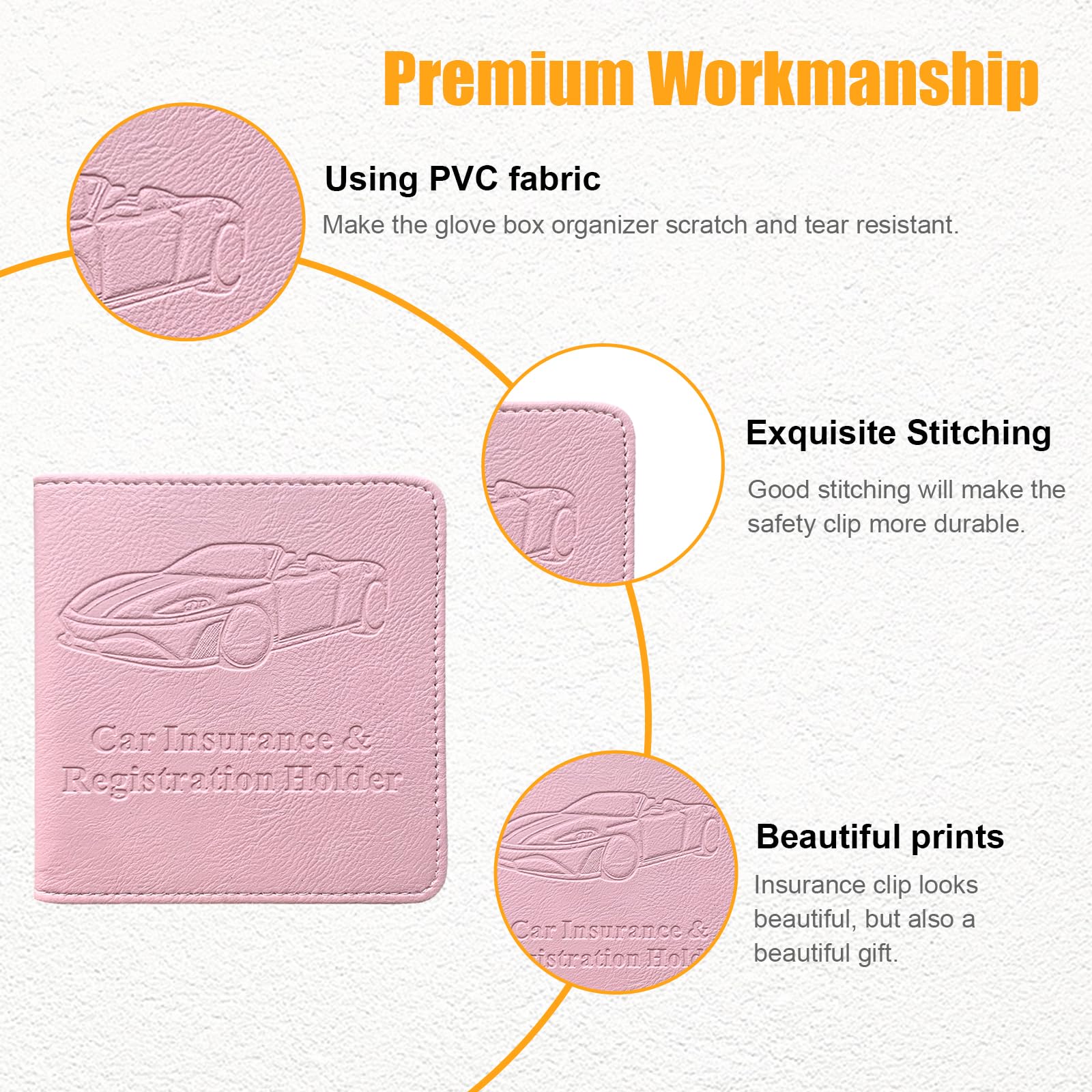 Kewucn Car Registration And Insurance Card Holder, Premium Leather Glove Box Organizer, Magnetic Closure Auto Document Holder Fo