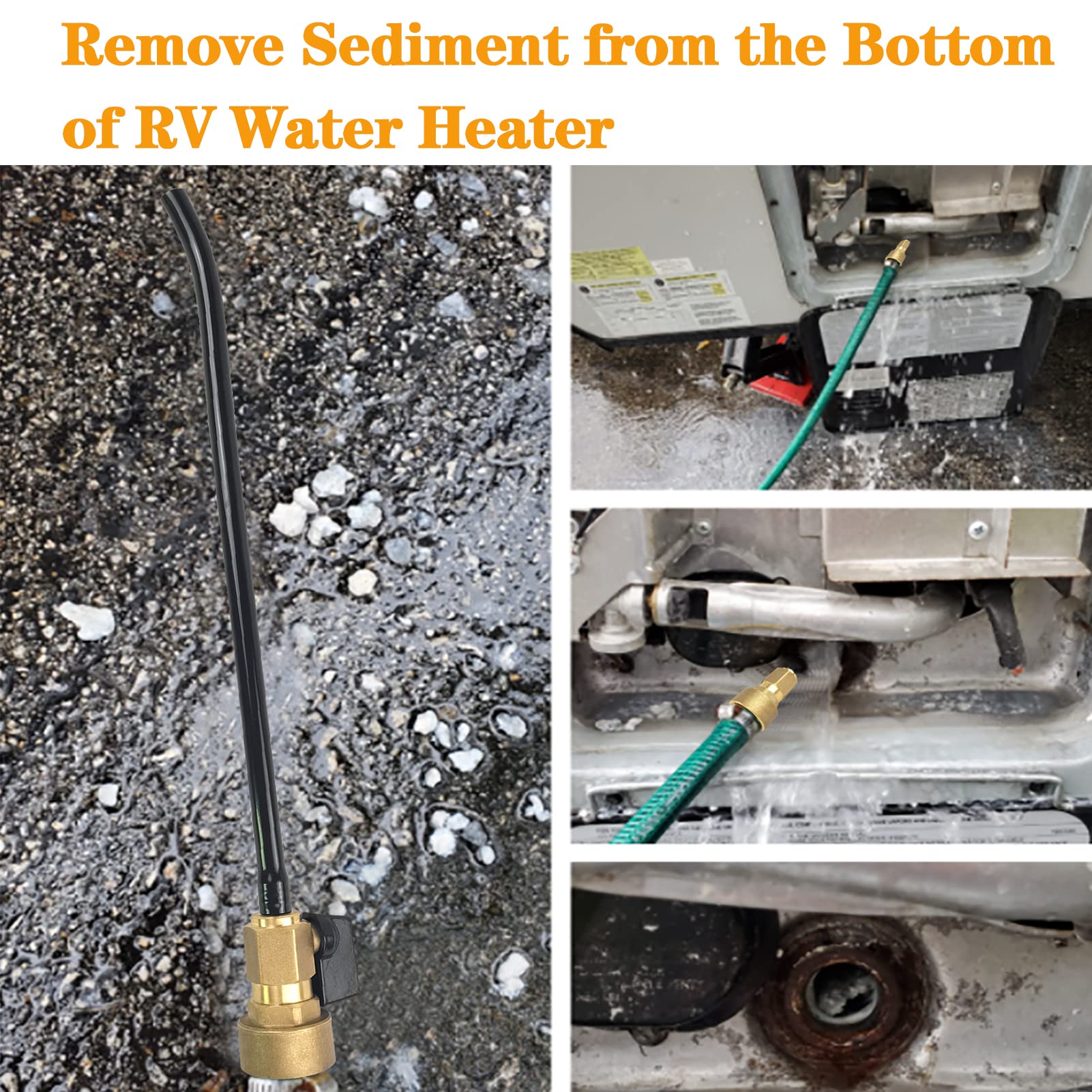 Gaeaauto Copper Rv Water Heater Tank Rinser Flusher | Remove Sediment From The Bottom Of Rv Water Heater | Copper Handle And Black Cleaning Wand With Bending Tip