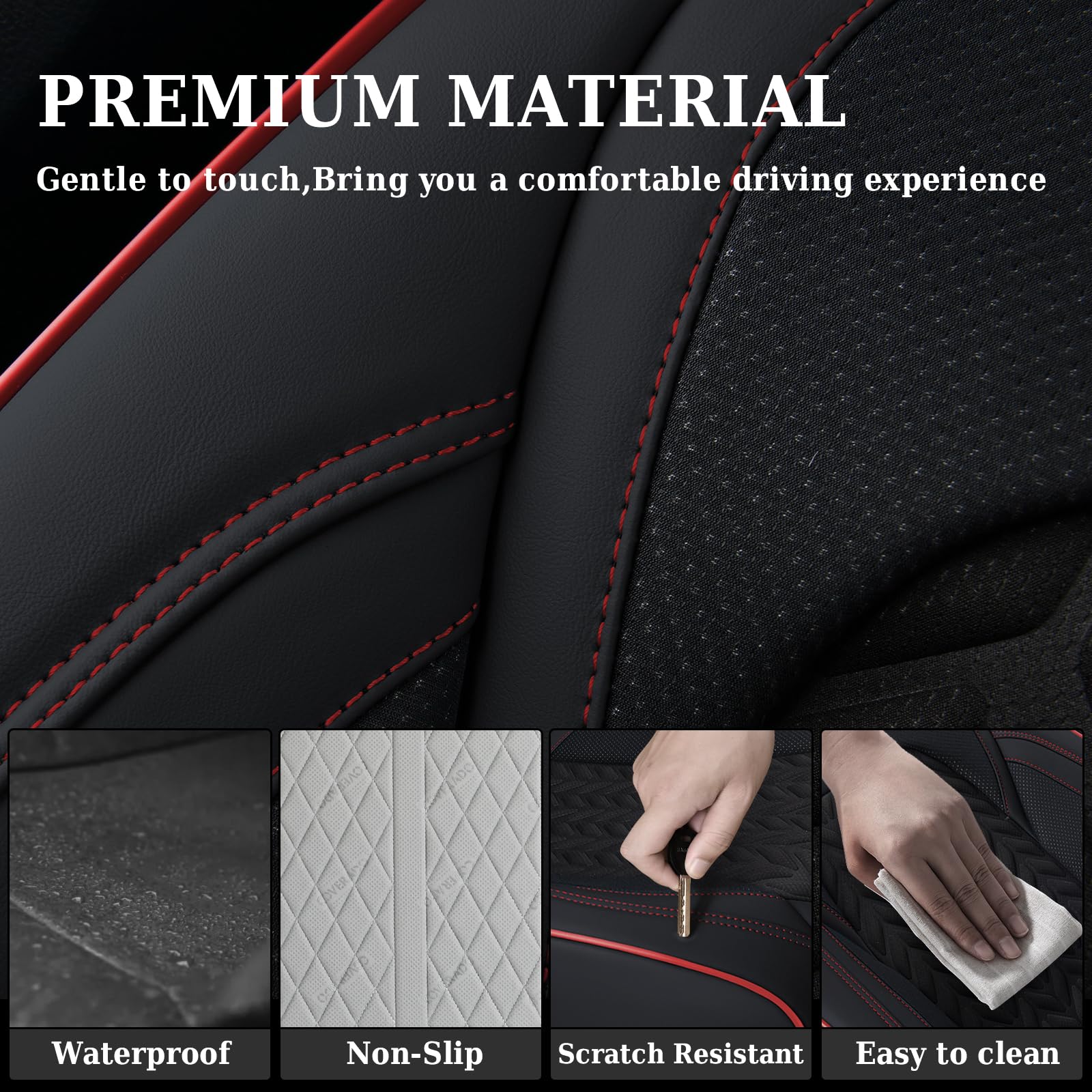 Coverado Front Seat Cover, Car Seat Cover Winter, 2Pcs Car Seat Protector, Seat Covers For Cars, Breathable Faux Leather Car Sea