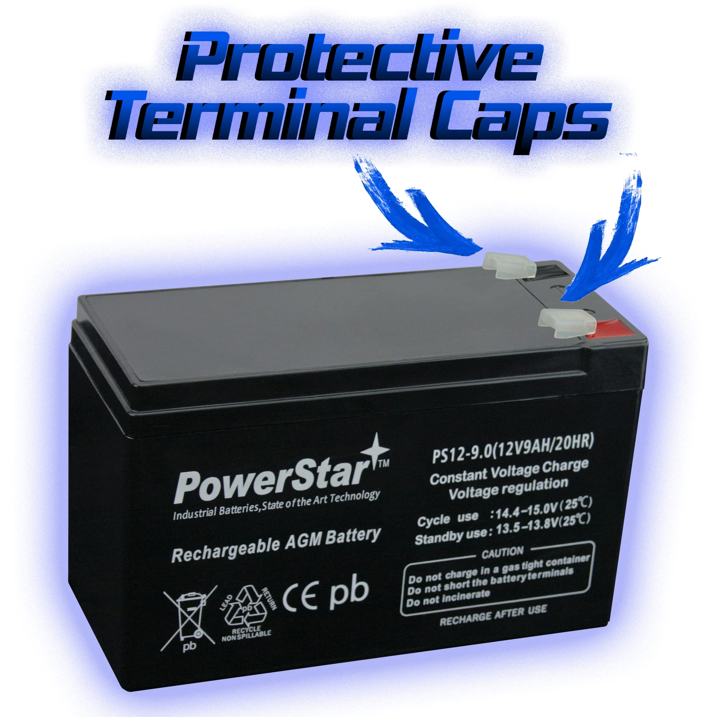 Powerstar 12V 9Ah Sealed Lead Acid (Sla) Battery F2 Terminals For Alarms, Backup Systems, Ups