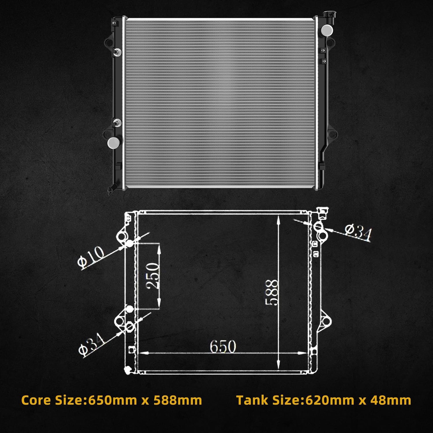Dwvo Radiator Complete Radiator Compatible With 2003-2009 4Runner, Compatible With 2007-2014 Fj Cruiser 4.0L V6