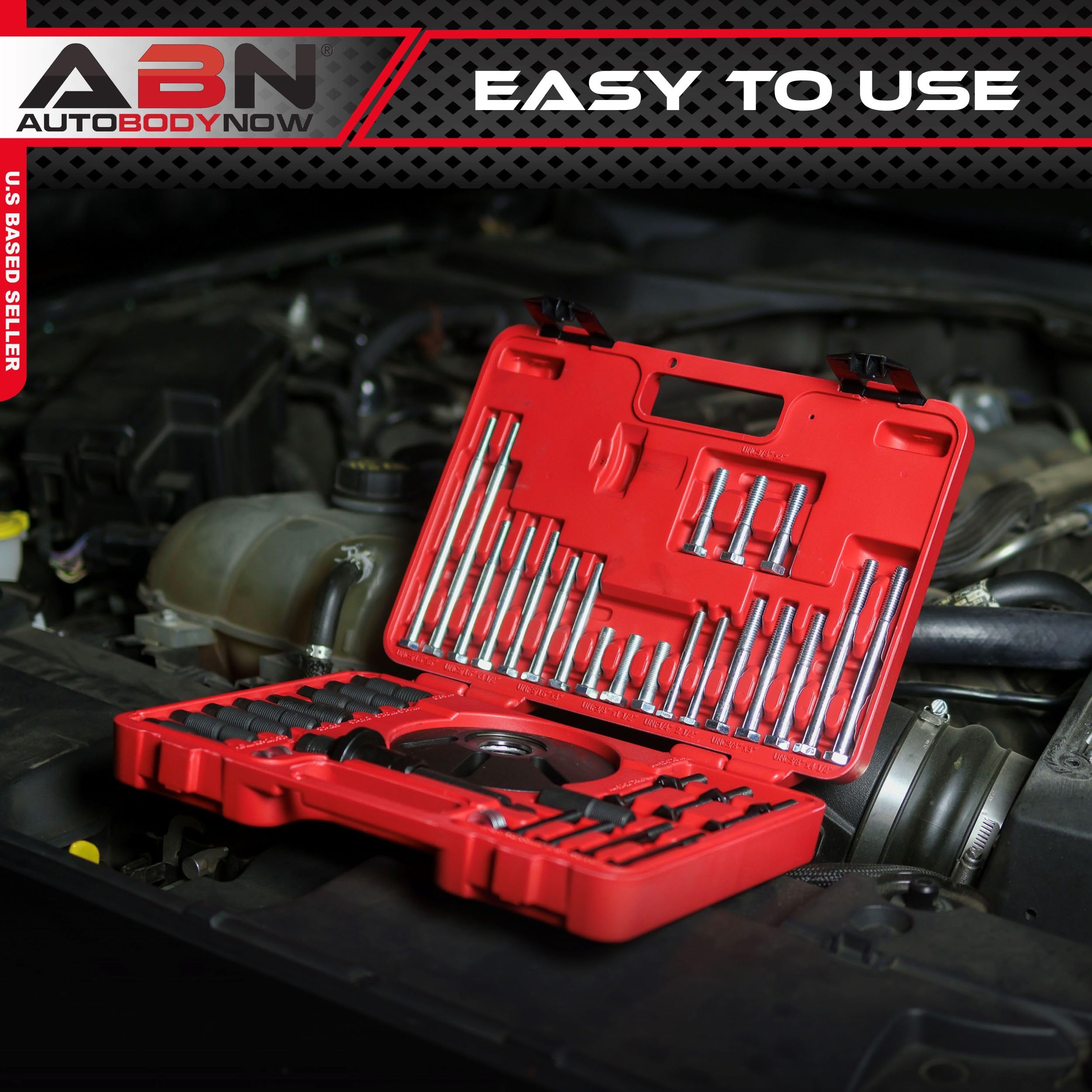 ABN Harmonic Balancer Puller Installer Set - 52pc Master Universal Harmonic Balancer Installer Set Tool Kit for Pulley Puller To