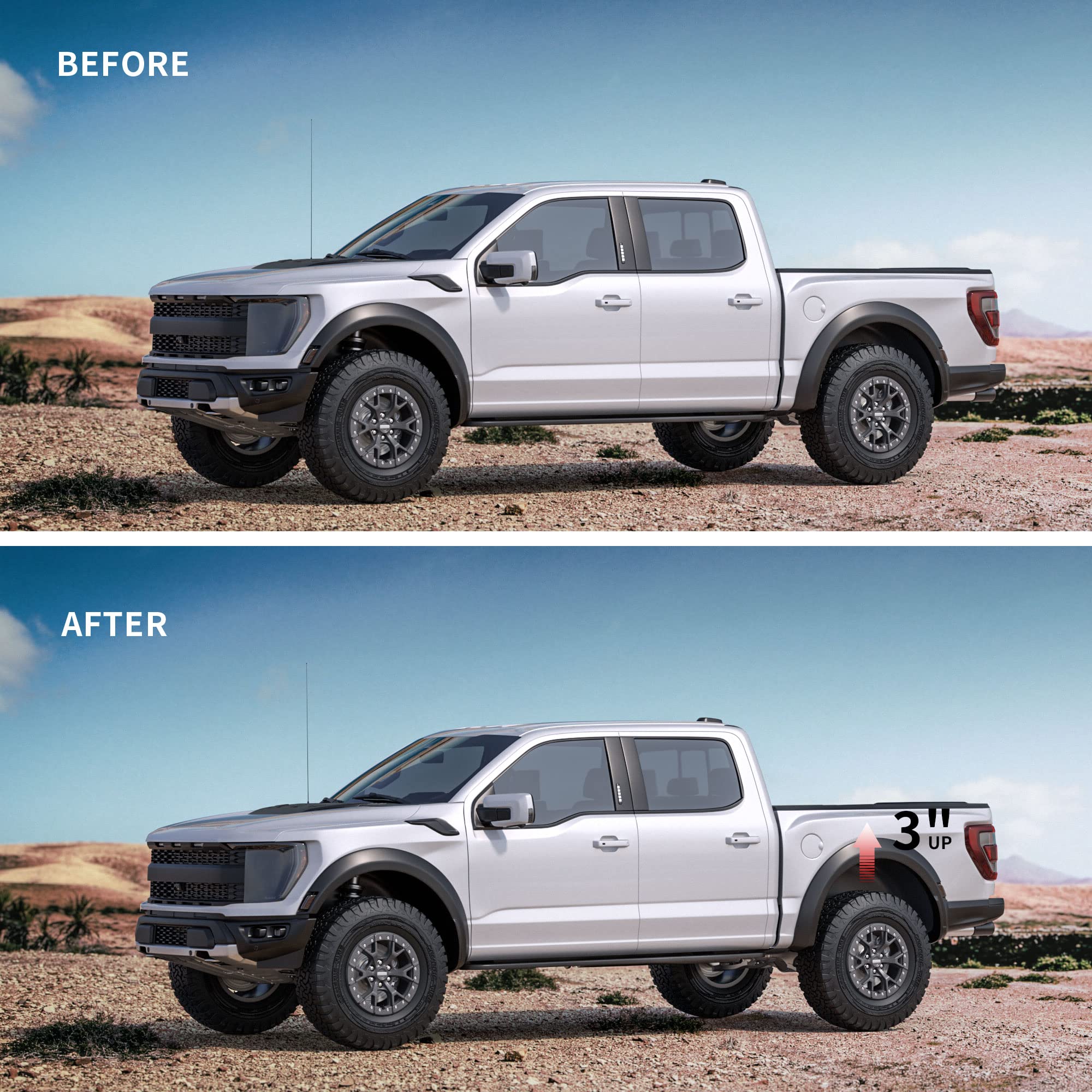 Richeer 3 Inch Lift Block Compatible With 2004-2020 F150 2Wd And 4Wd, 3'' Rear Leveling Lift Kits With Extra Long Extended Squar