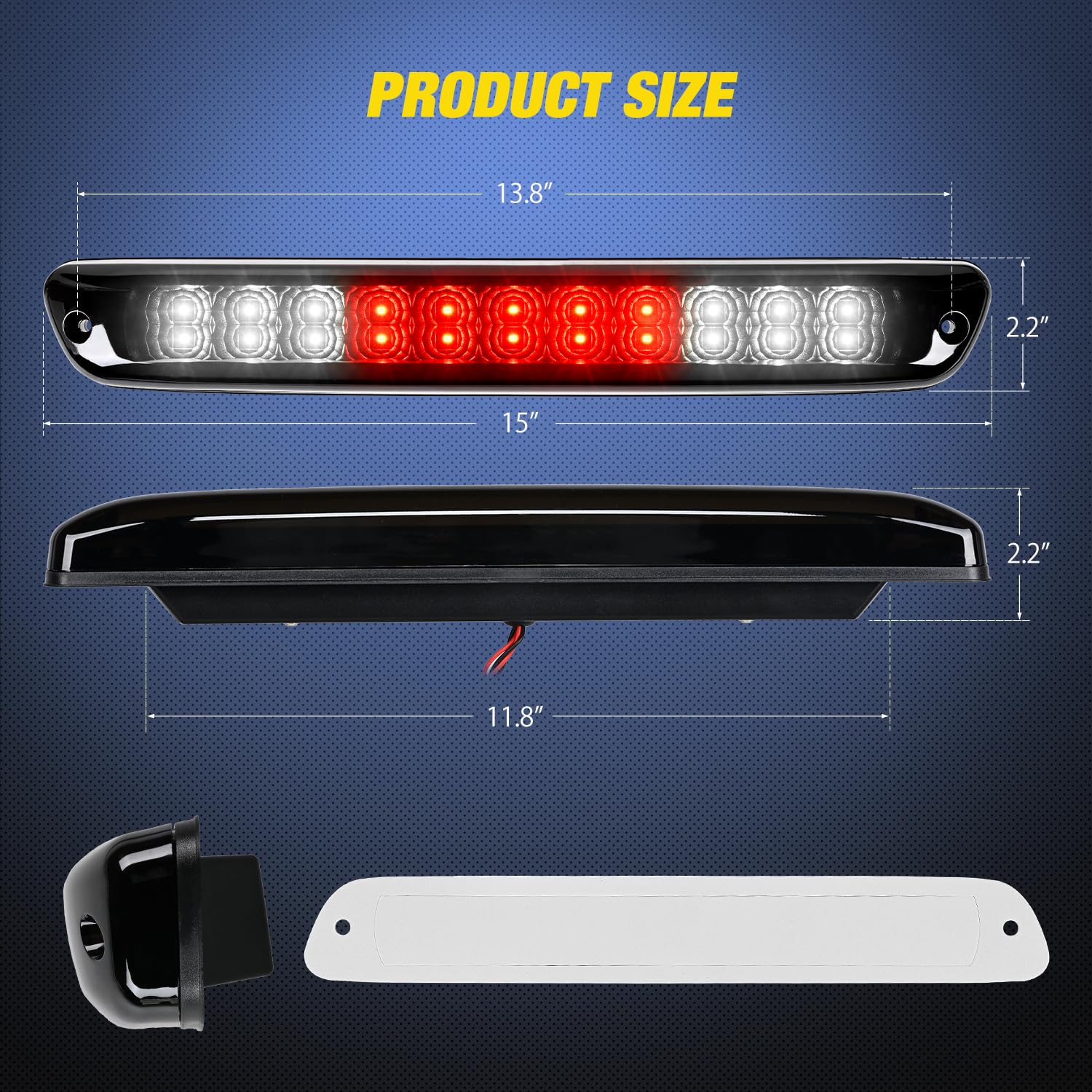 Nilight Third Brake Light Tail High Mount 3Rd Stop Cargo Reverse Led Lights Smoked Lens Compatible With Chevy Colorado And Gmc C