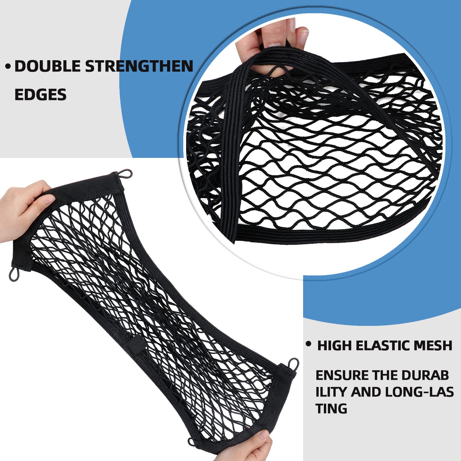 Universal Mesh Cargo Net For Car Trunk Storage,2 Pack Elastic Small Cargo Net Pocket Organizer Pouch Bag,Stretchable Automotive