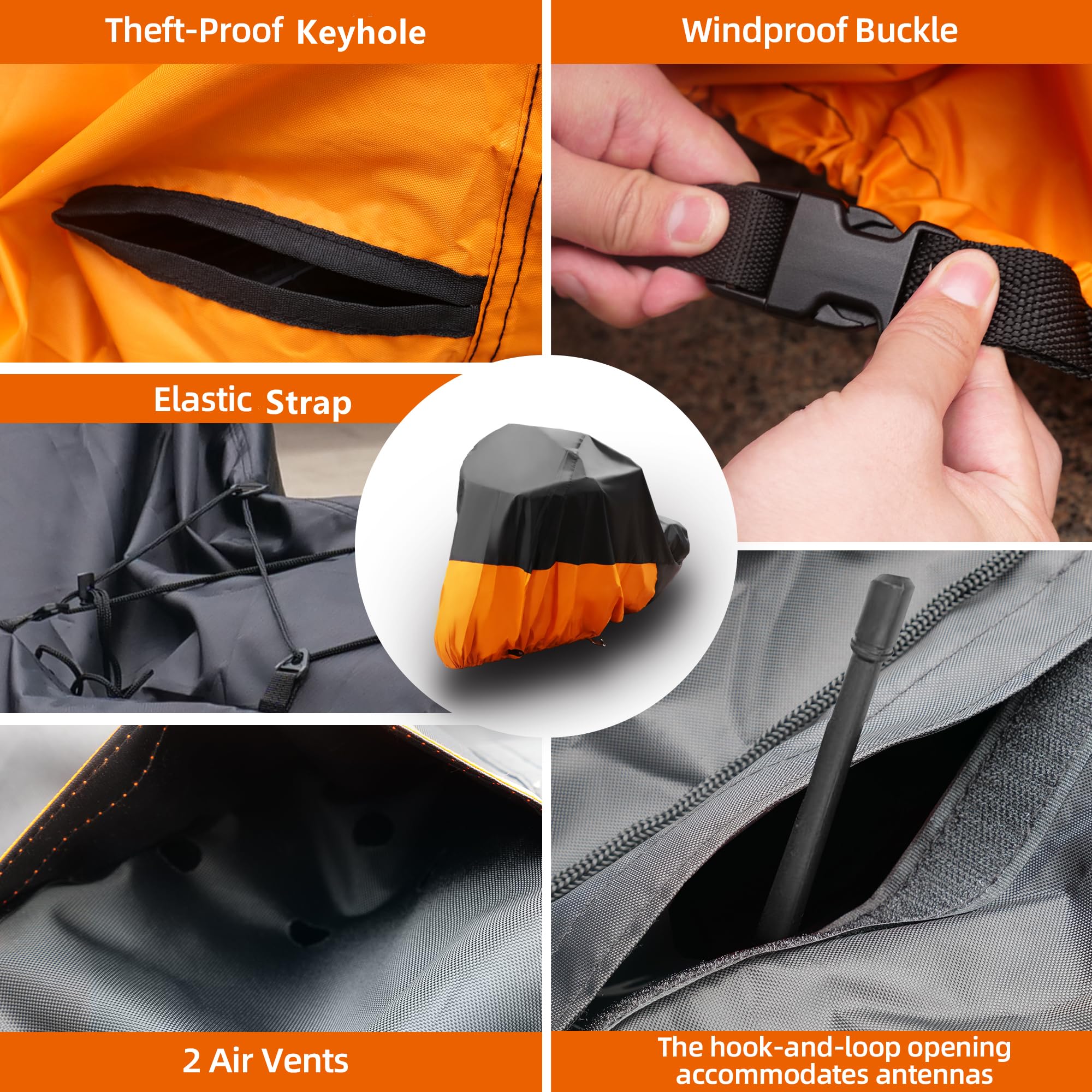 ZGJIJIA Moto Universal Ultimate Waterproof Motorcycle Cover Outdoor Storage Heavy Duty Durable All Weather All Season Rain Sun P