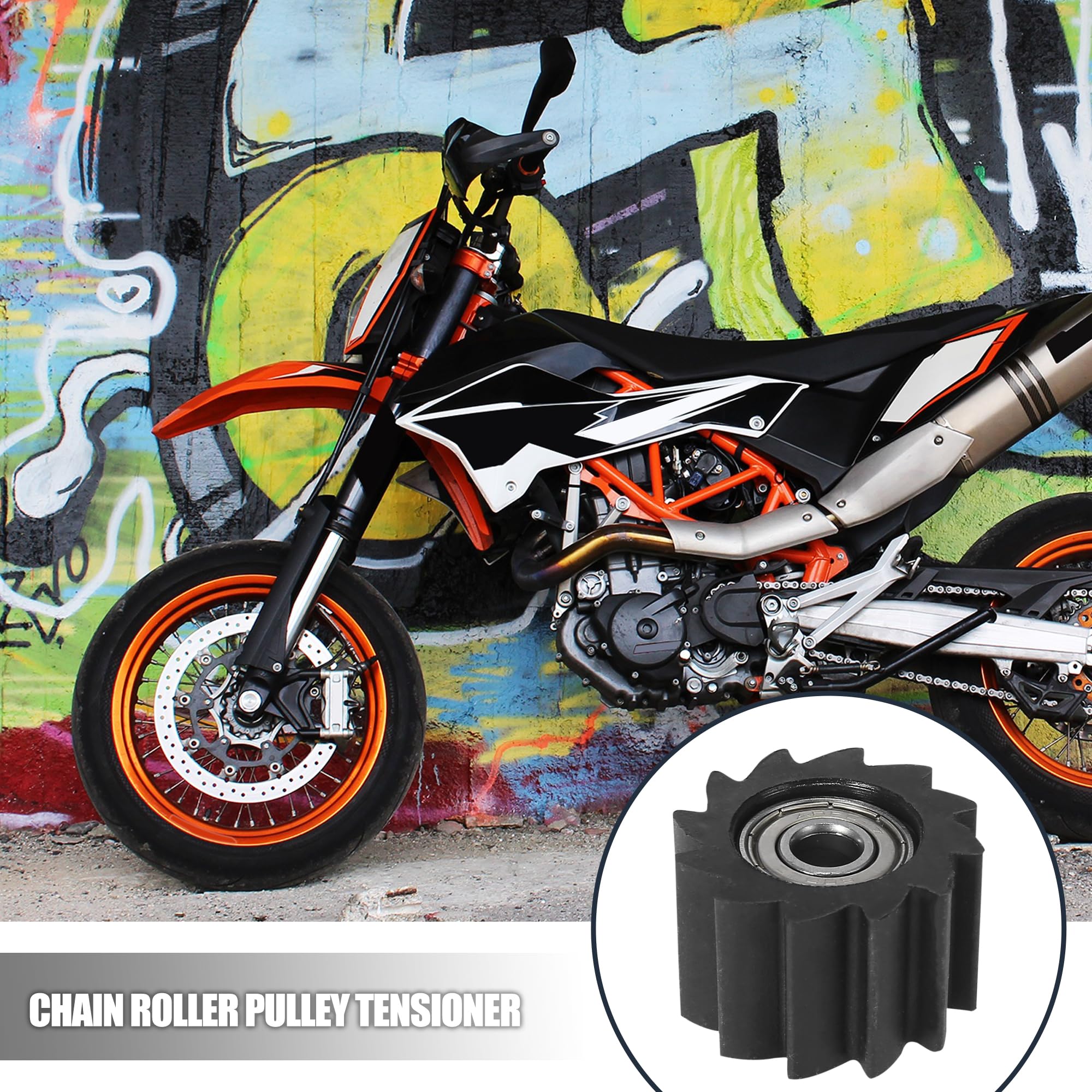 Motoforti 8Mm Hole Chain Roller Pulley Slider Tensioner Wheel Guide Black Serrated Shaped For Kawasaki Kx250F Kx450F Bike 2006-2016