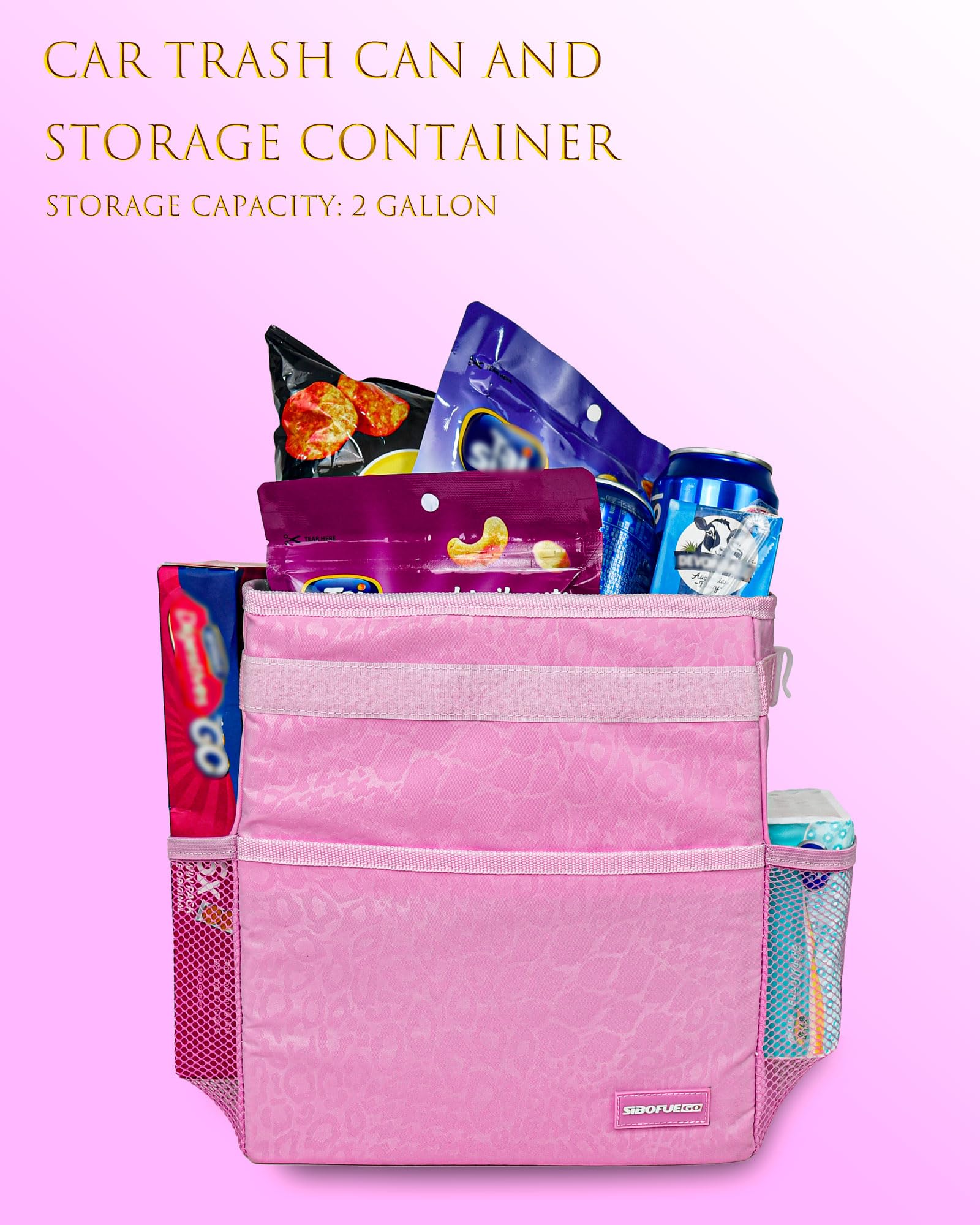 Sibofuego Car Trash Can Cute - Multifunctional Interior Car Accessory For Women, Car Organizer And Storage With Adjustable Strap