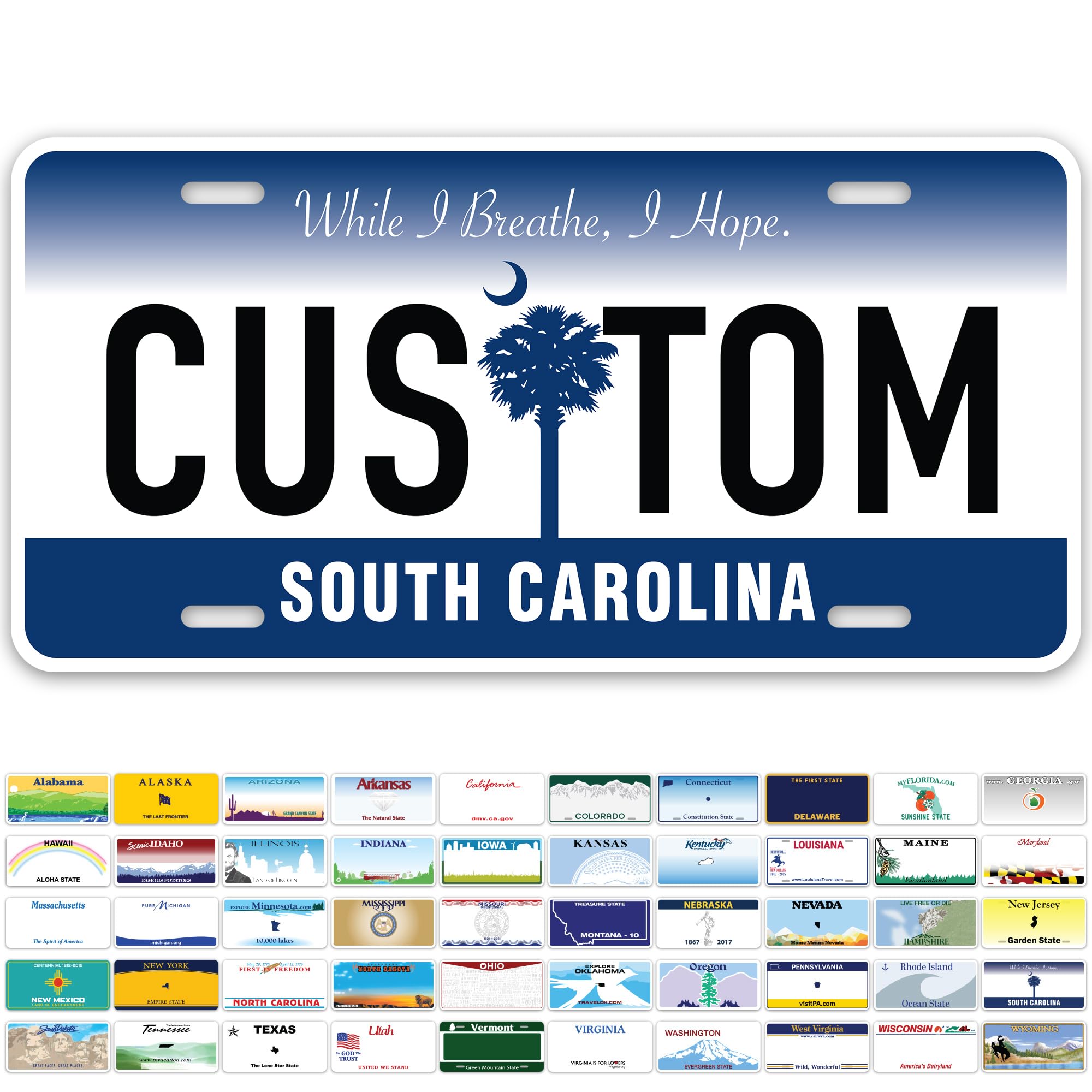 Custom South Carolina License Plate, Personalized License Plates For Car, 6X12 Inch, Rust-Free Fade Resistant Aluminum, Usa Made