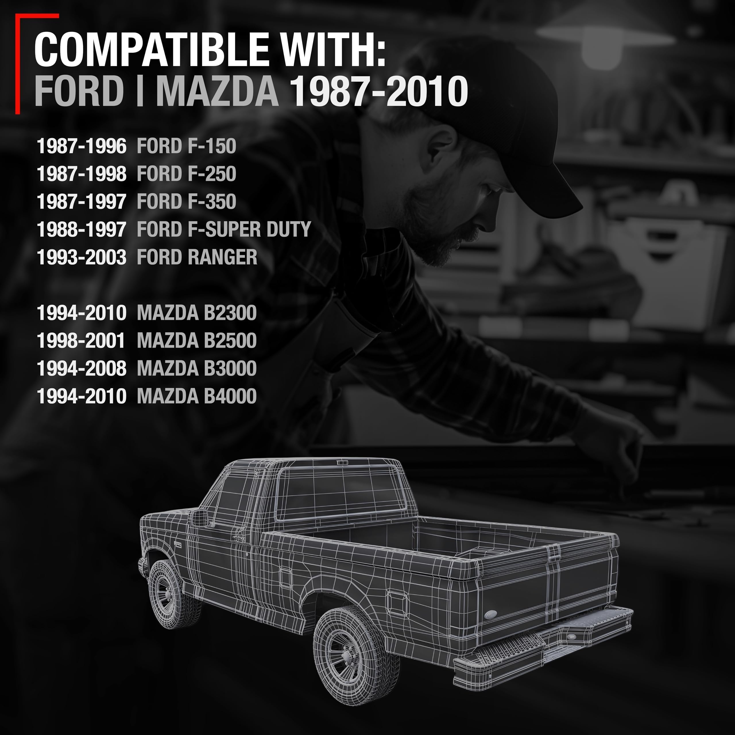 T1A Tailgate Handle Latch Assembly, Upgraded Metal - Compatible With 1993-2003 Ford Ranger; 1994-2010 Mazda B2300, B4000, 98-01