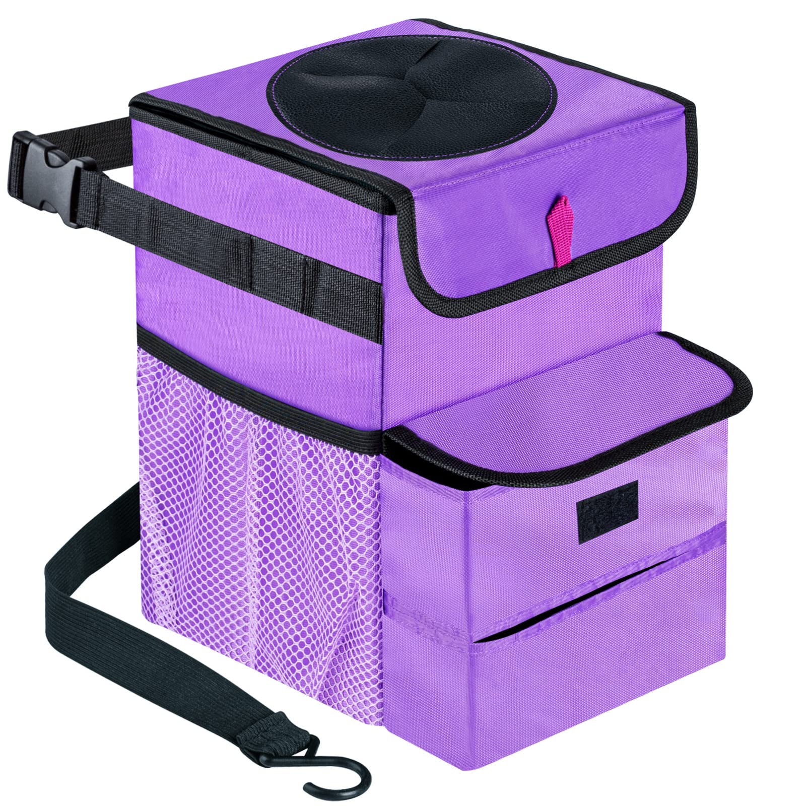 Gpusfak Car Trash Can Foldable Garbage Bin Leakproof 3 Gallons Purple