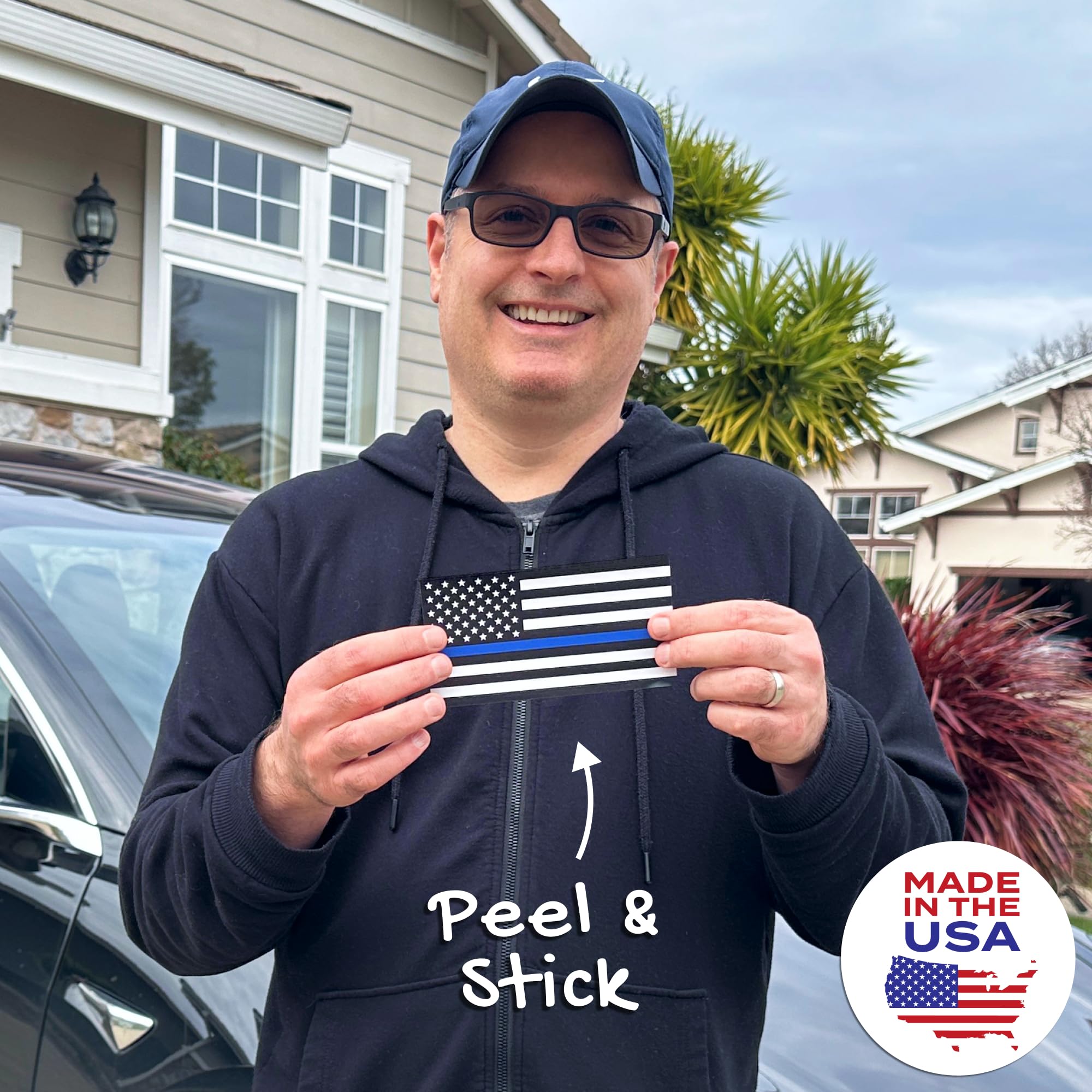 Stickios Thin Blue Line Sticker - Back The Blue American Flag Decal - Support Police Sticker for Cars, Trucks & Windows - Made i