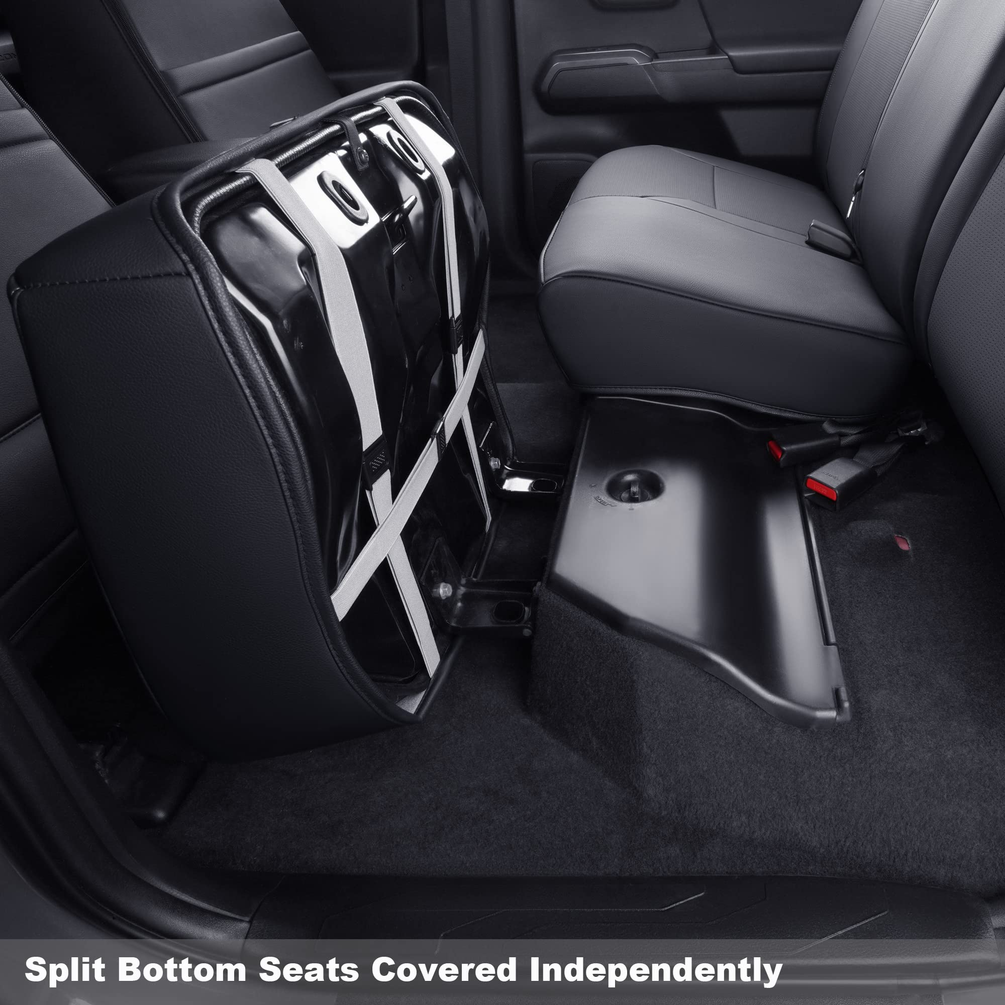 Luckyman Club Rear Seat Covers Custom Fit For 2016-2023 Tacoma Crew Cab With Faux Leather (Black Rear)