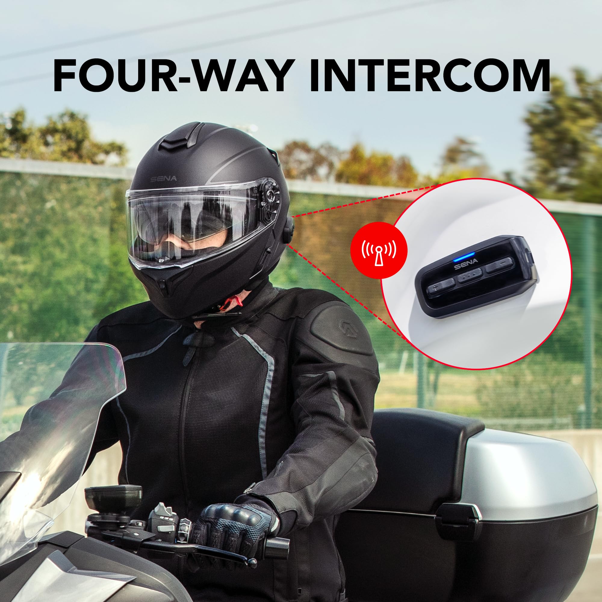 Sena Outrush R Bluetooth Modular Motorcycle Helmet With Intercom System (Gloss White, S)