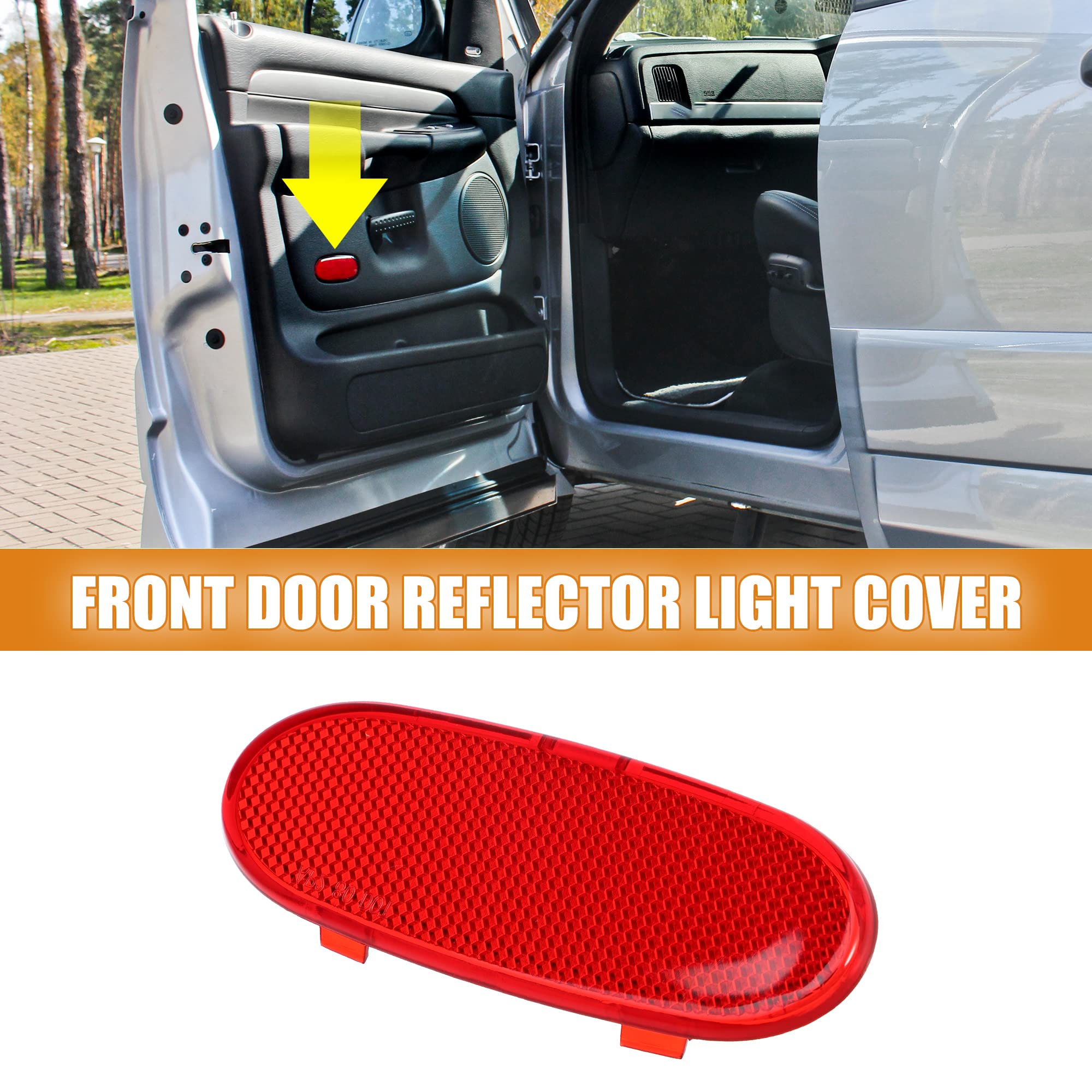 X Autohaux Front Door Panel Reflector Light Cover For Dodge For Ram 1500 2002-2008 5179299Aa Red
