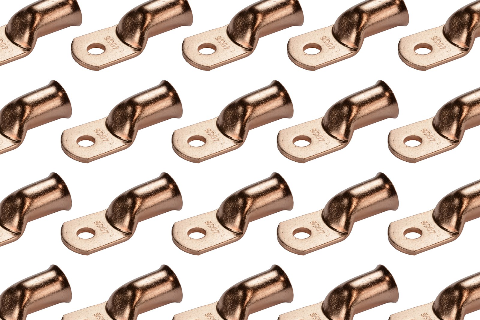 Temco 100 Pack Bare Copper Welding Battery Cable Ends, Lugs Terminal 4/0 Awg 5/16'' Hole (6 Awg To 1/0 Awg Options Available)