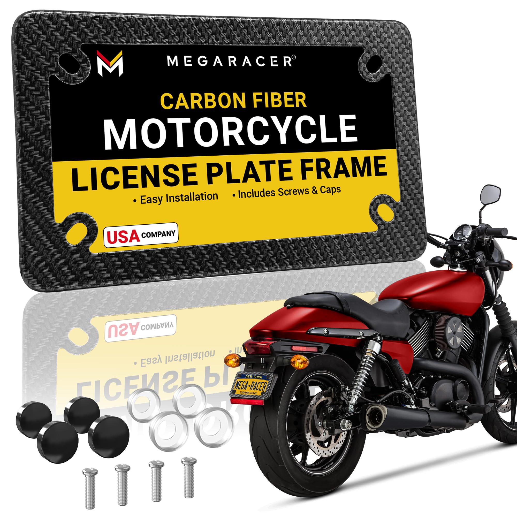 Carbon Fiber Motorcycle License Plate Frame | Motorcycle Plate Frame | Motorcycle License Plate Holder | Motorcycle Tag Frame | 