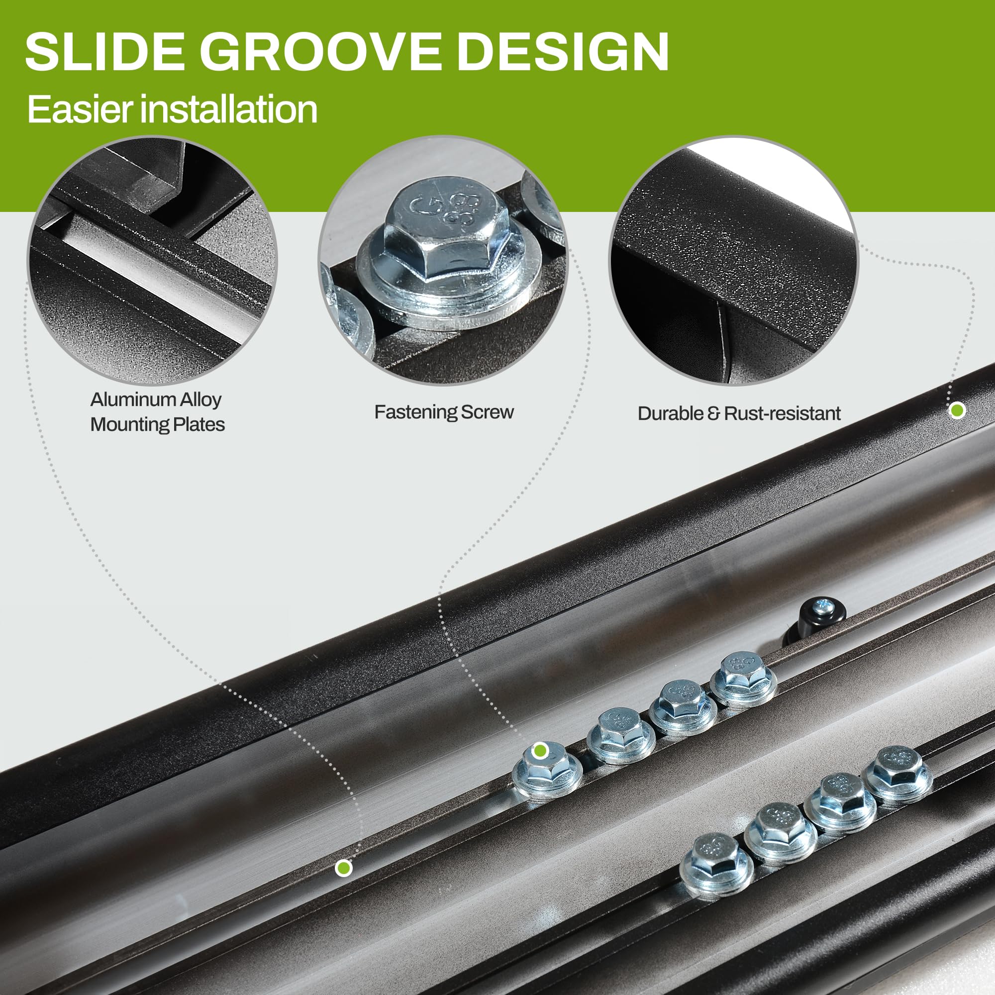 Running Boards Compatible With 2015-2025 Ford F-150 Supercrew Cab & 2017-2024 Ford F-250 F-350 Super Duty Crew Cab, 6 Inches Bla