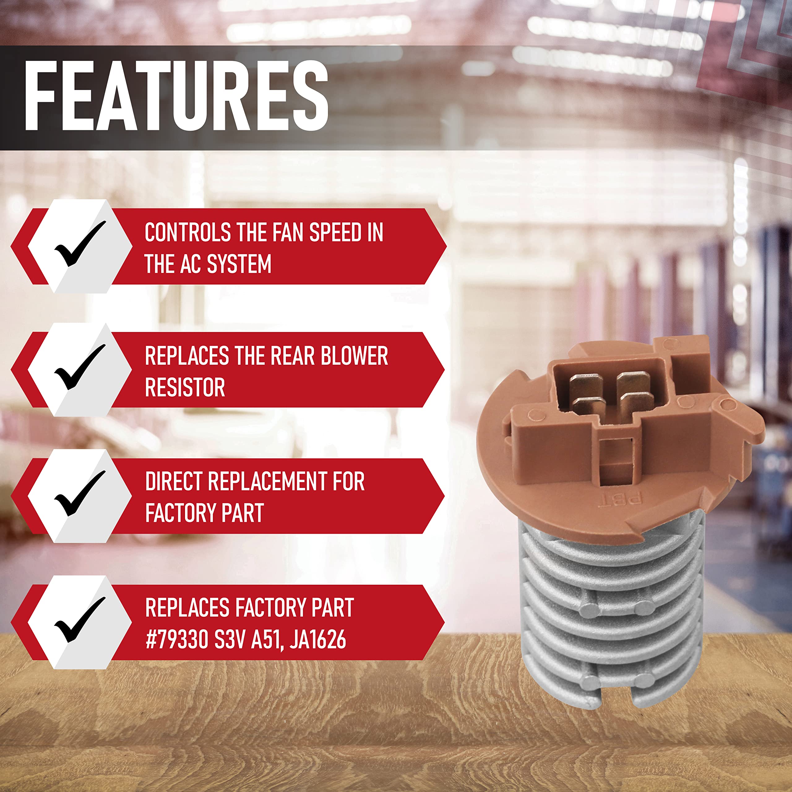 Rear Hvac Blower Motor Resistor - Replaces Ja1626, 79330 S3V A51, 973-548, 4P1493, 79330S3Va51 - Compatible With Honda Pilot 200