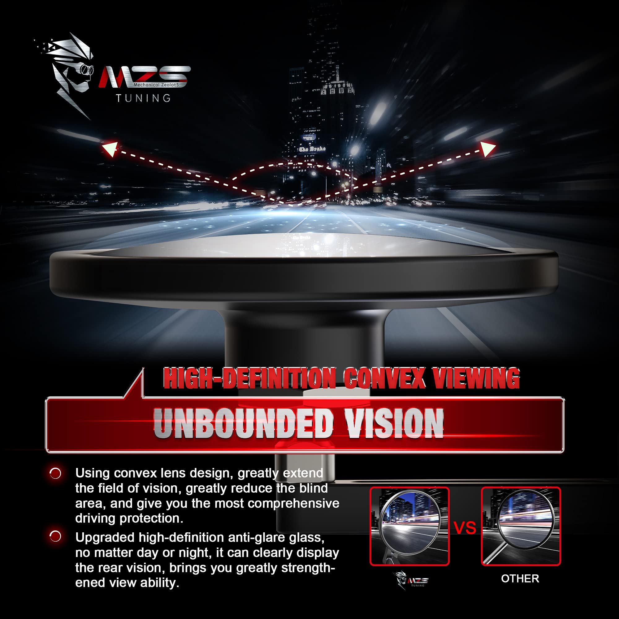 Mzs 1 Inch Bar End Mirrors Motorcycle Rear View Mirror Handlebar Accessories Standard Hollow Convex Round 6061 T6 Aluminum Black Compatible With Touring Cruiser Sportster Softail Dyna Street Chopper