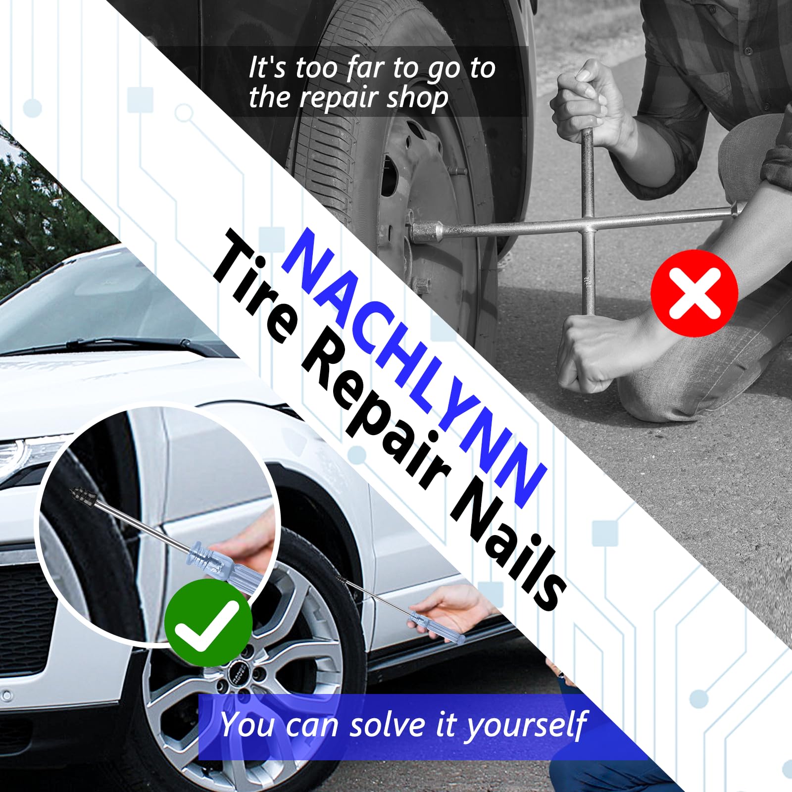 NACHLYNN 100 Pcs Tire Repair Nails Rubber Screw Tool Self-Service Tire Repair Nail Self-Tapping Screw for Car Motorcycle Truck