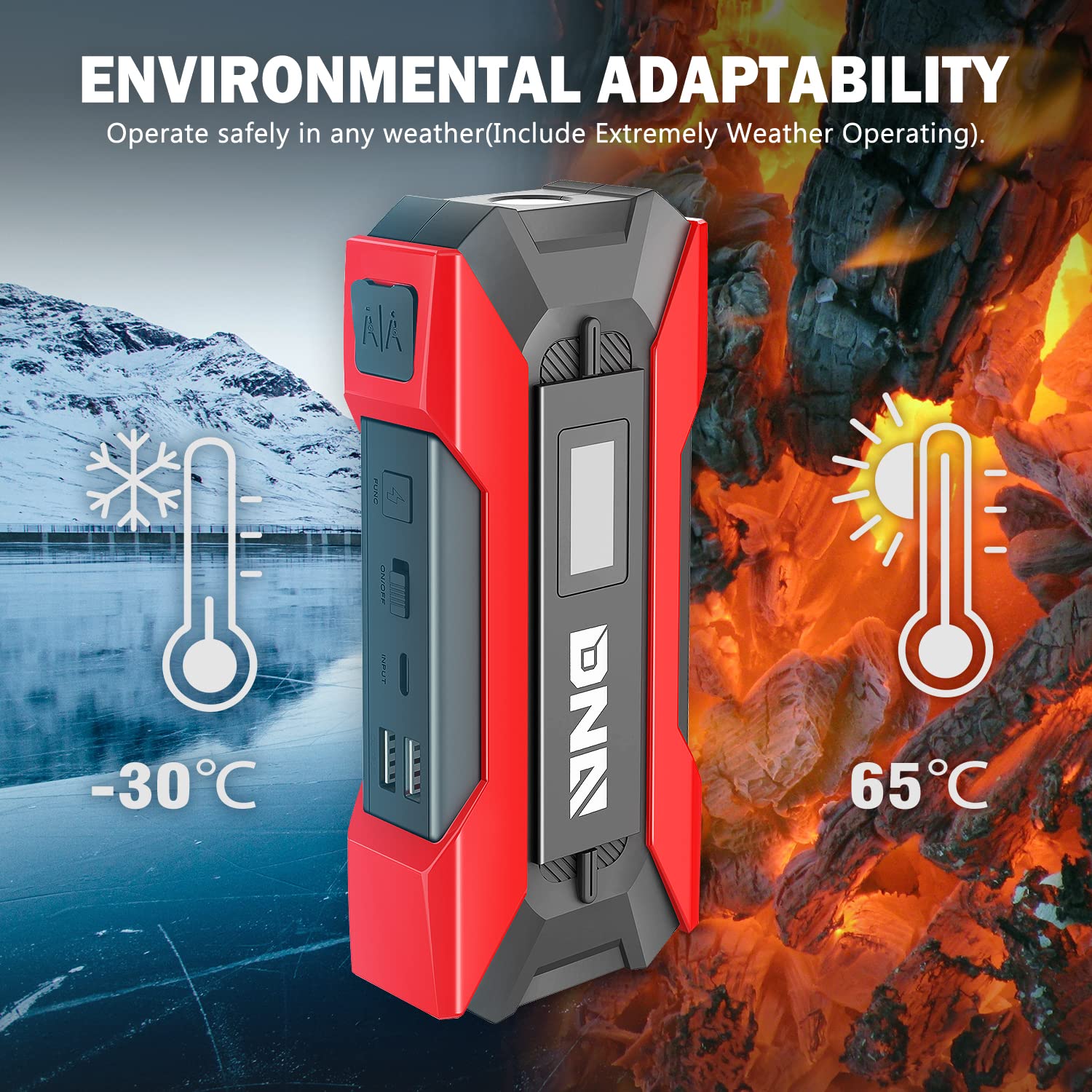 DNA MOTORING TOOLS-00214 12V 1500A 15000 mAh Multi-Function Portable Car Battery Jump Starter for Up to 7.0L Gas & 5.5L Diesel E