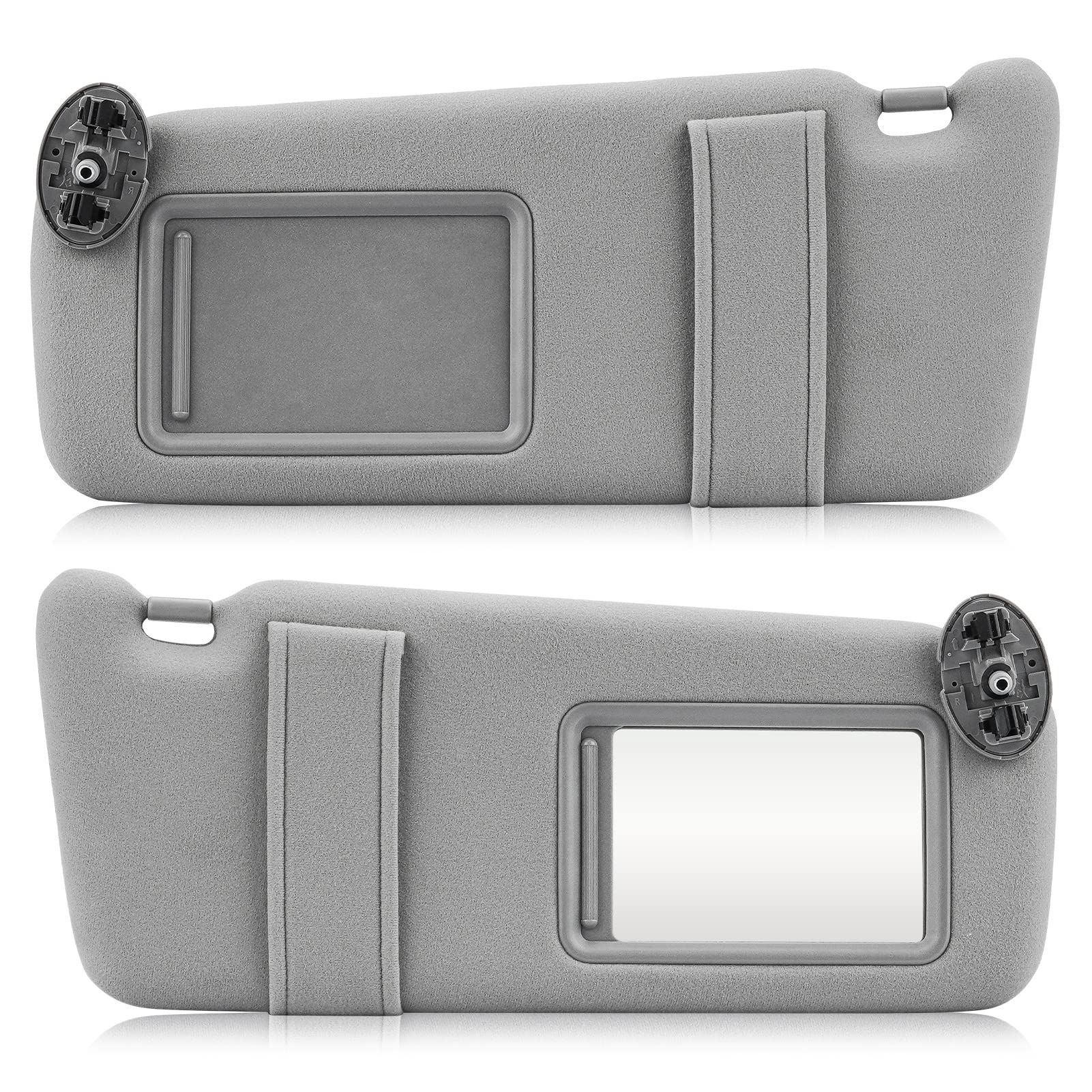 Left & Right Sun Visor For 2007-2011 Toyota Camry Without Sunroof, Driver & Passenger Side Gray Sunvisor Replacement 74310-06750