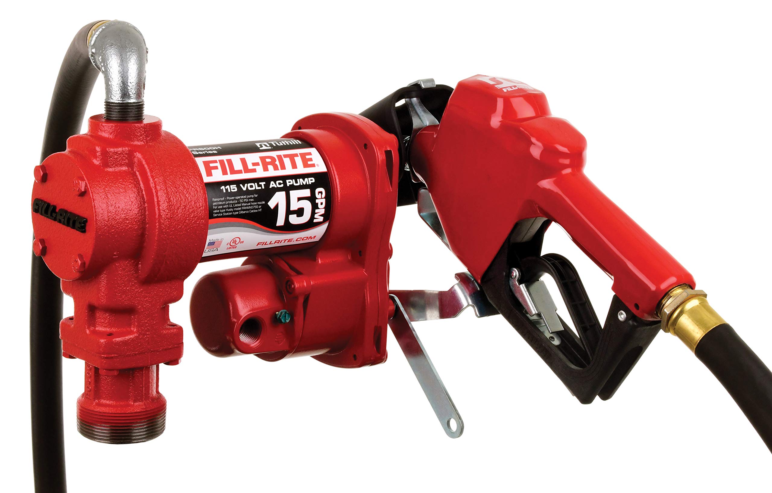 Fill-Rite FR610H 115V 15 GPM Fuel Transfer Pump w/Discharge Hose & Manual Nozzle