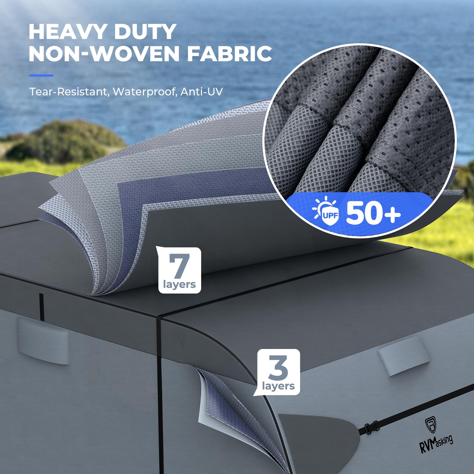 Rvmasking Rv Cover, Heavy Duty 7 Layers Travel Trailer Cover With 4 Tire Covers For 22'1''-24', Windproof Rip-Stop Anti-Uv Campe