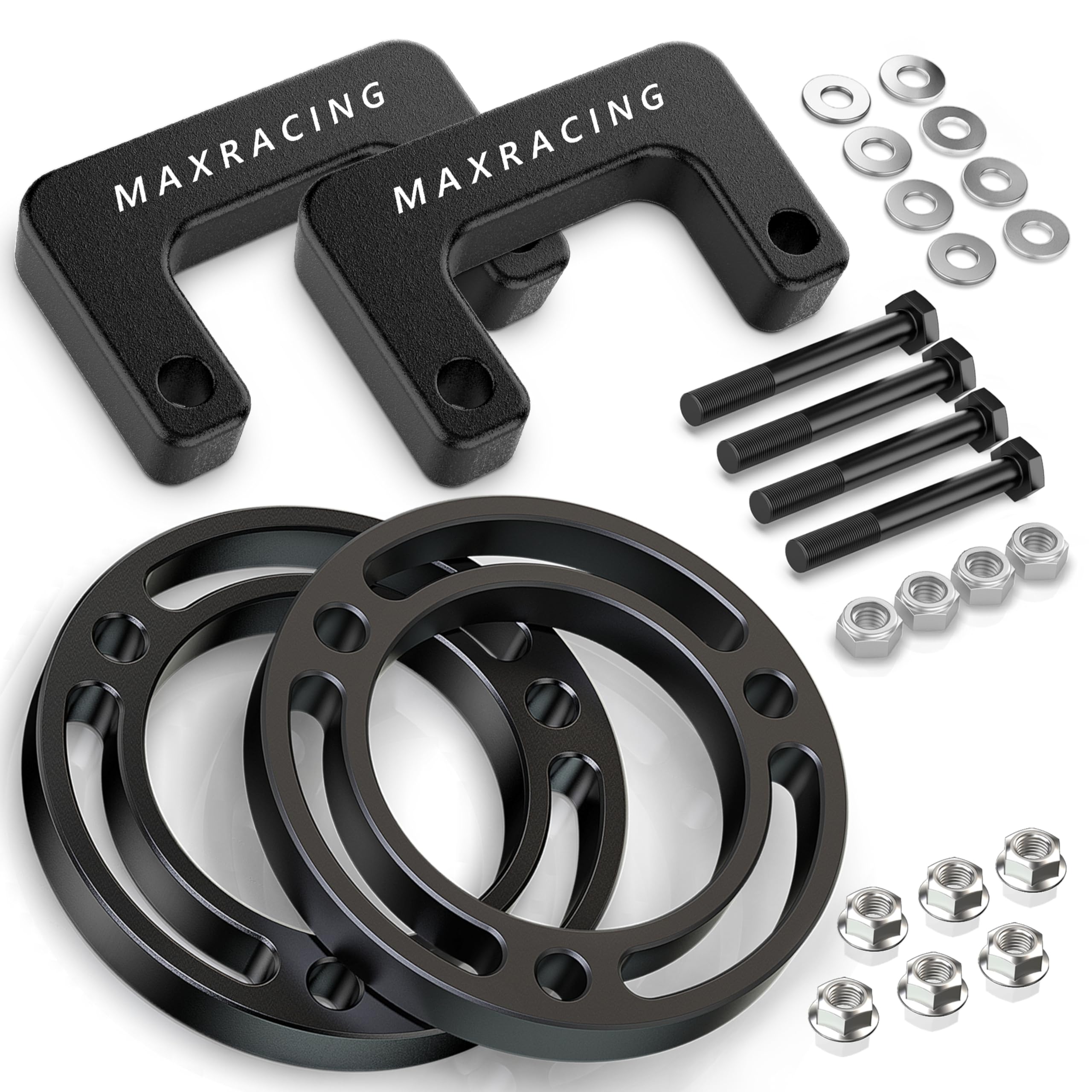 Maxracing 3'' Front Leveling Kit Upper+Lower Strut Lift Spacers Compatible With 2007-2024 Chevy Silverado Avalanche Suburban Tah