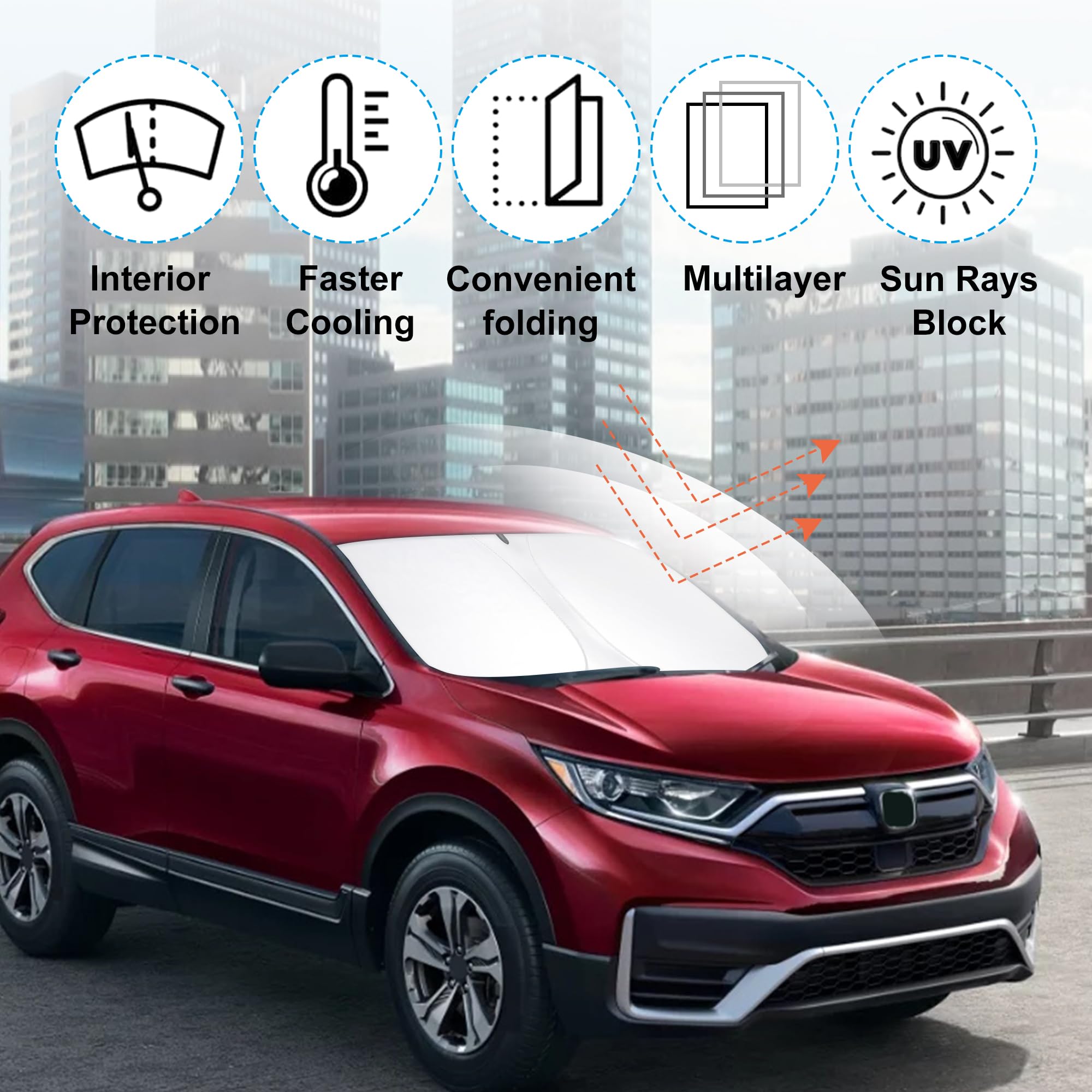 Yycke Windshield Sun Shade Accessories Compatible With 2017 2018 2019 2020 2021 2022 Cr-V Crv For Honda Foldable Sunshade Sun Vi