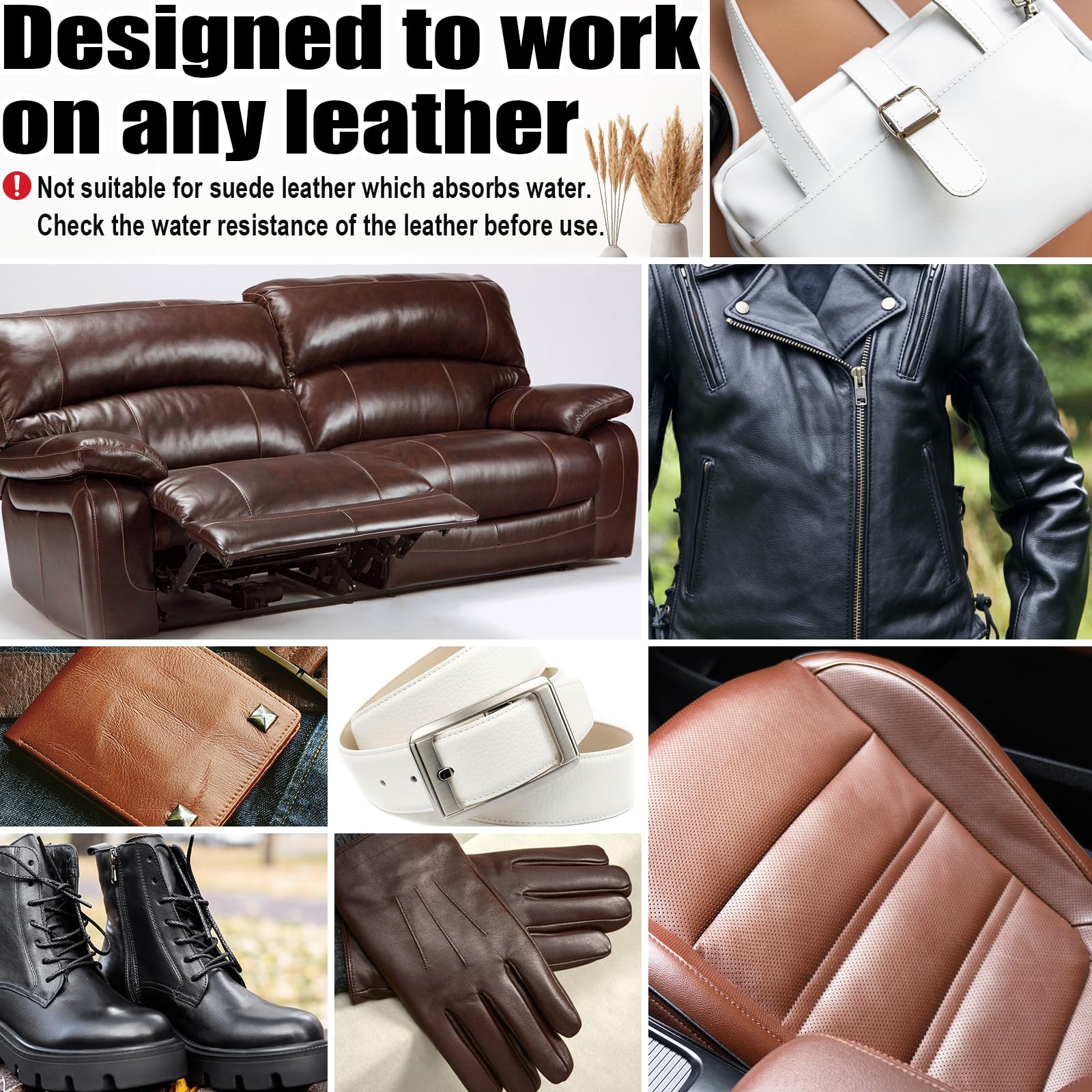 White Leather Repair Kit, White Leather Recoloring Balm, Leather Dye - Restore & Renew Scratch, Faded And Aged Leather & Vinyl C