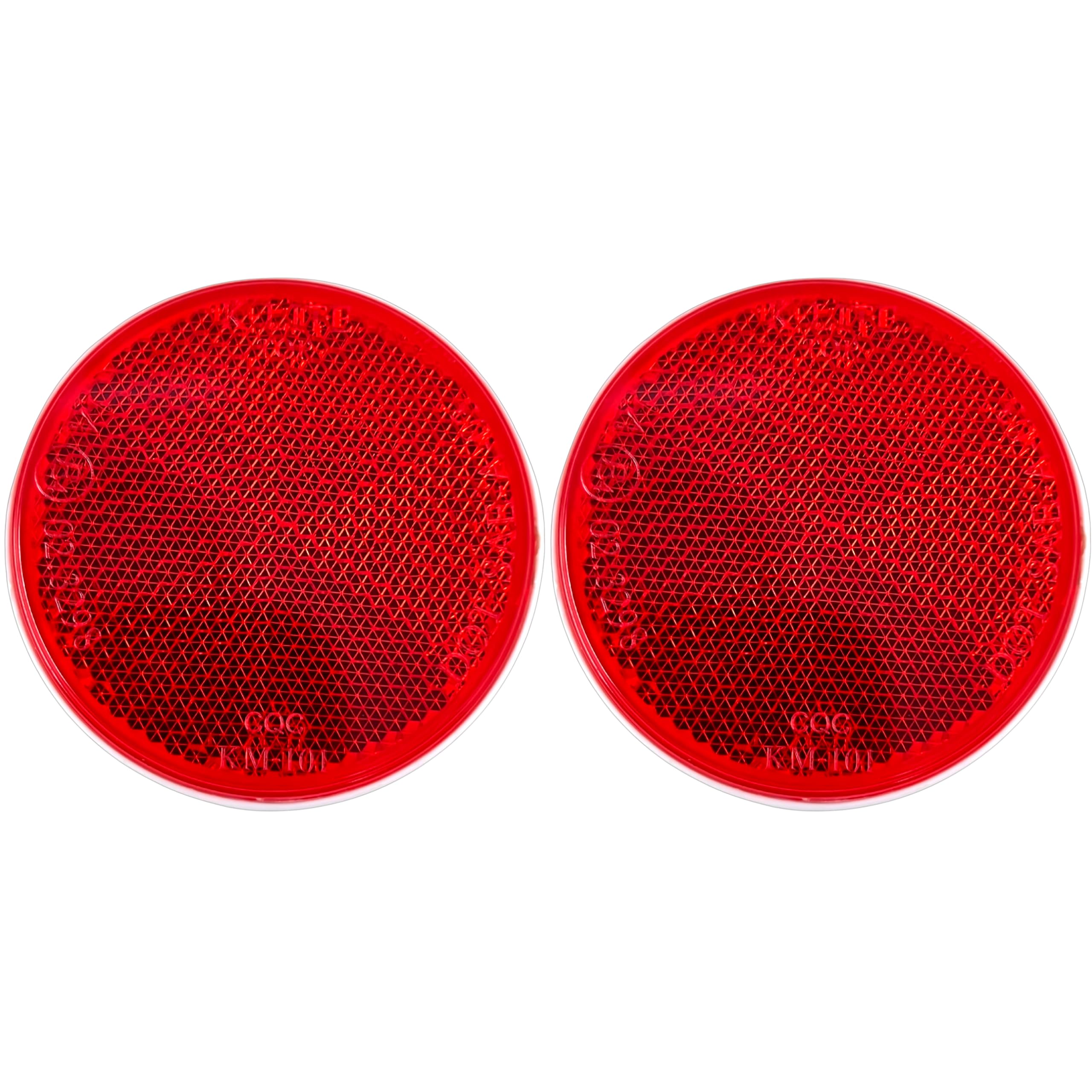 [Qty 2] [Red] 2'' Inch Round Reflector Bike,Trailer, Truck, Boat, Mailbox, Construction, Equipment, Rv, Camper With Super Strong