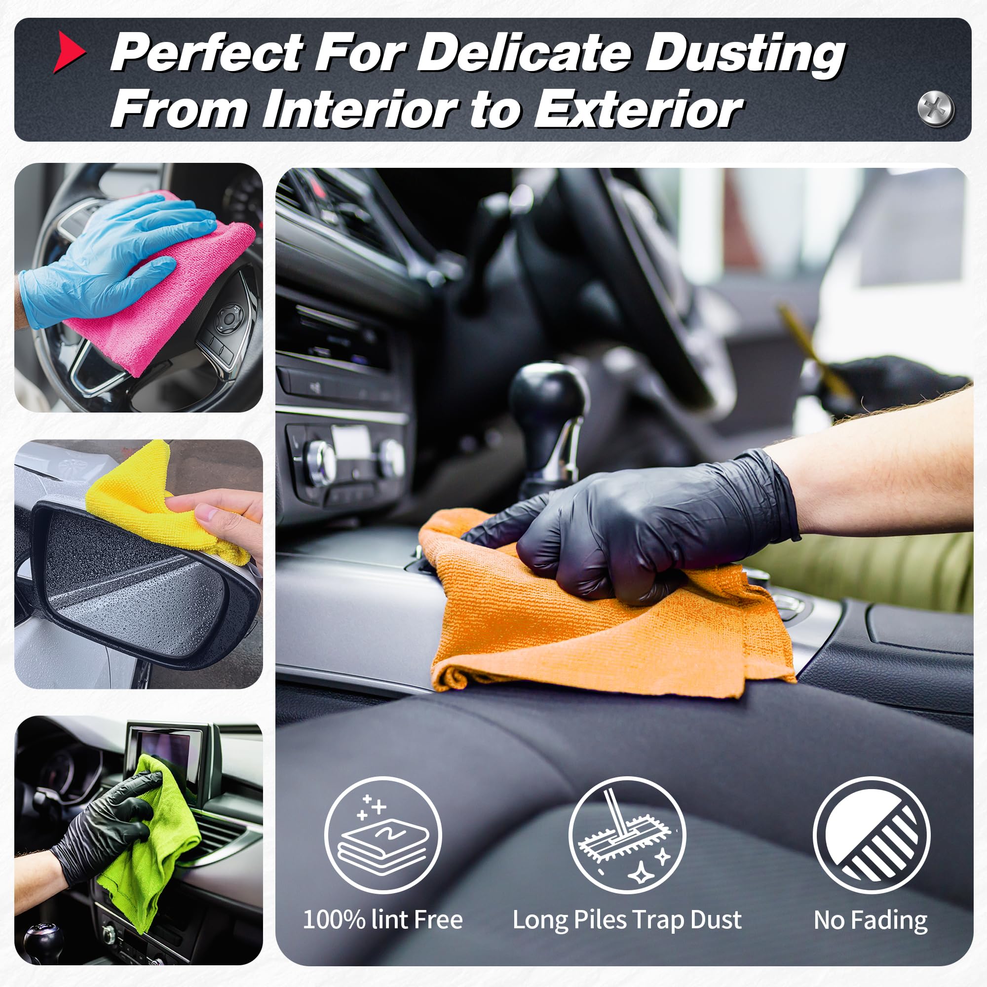 Fixsmith Microfiber Cleaning Cloth, 100 Pack Shop Towels, Micro Fiber Cloth For Cleaning Car, All-Purpose Absorbent Cleaning Rag