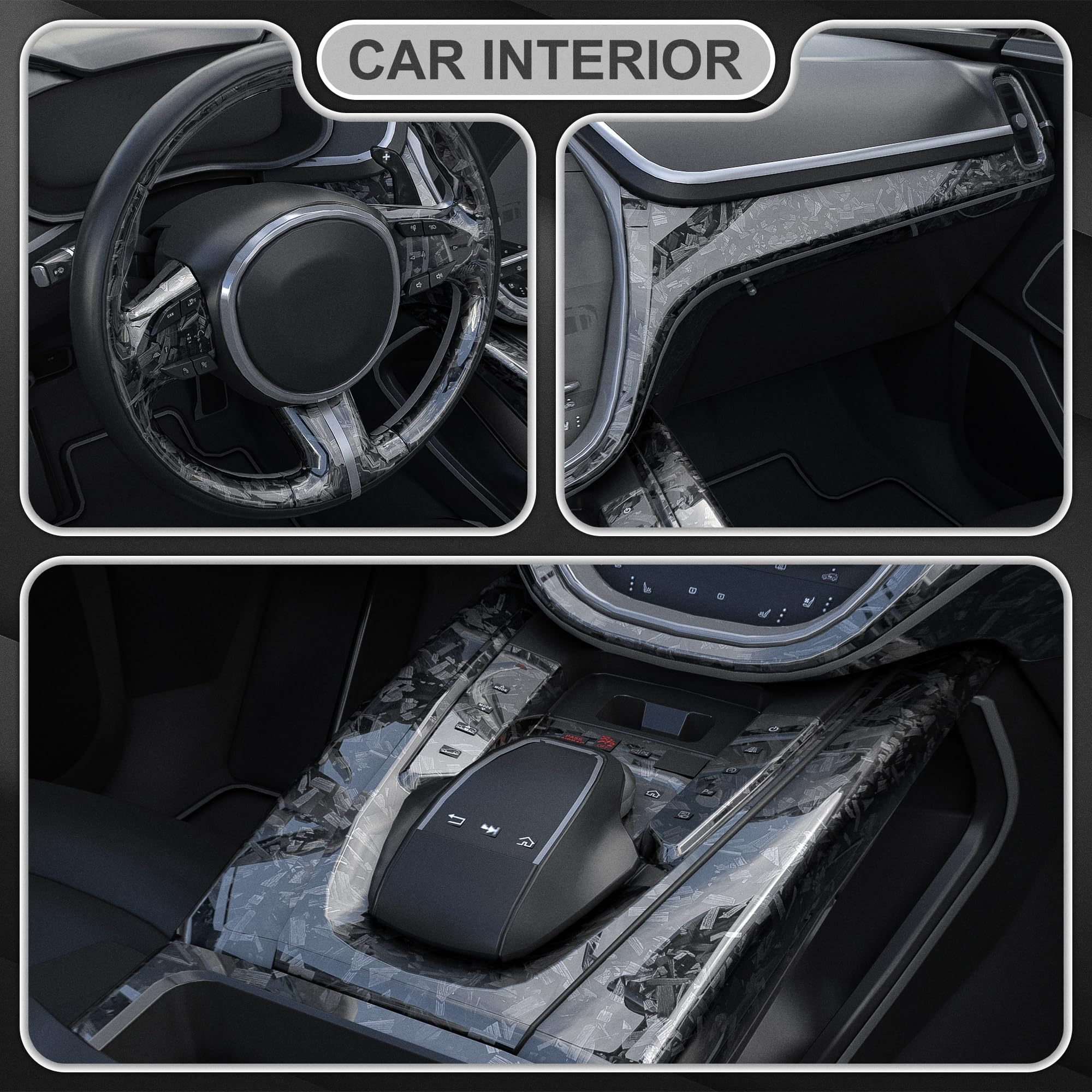 Lypumso Grey Forged Carbon Fiber Vinyl Wraps, Car Body Wraps With Self-Adhesive For Diy Use, Vehicle Interior And Exterior Films