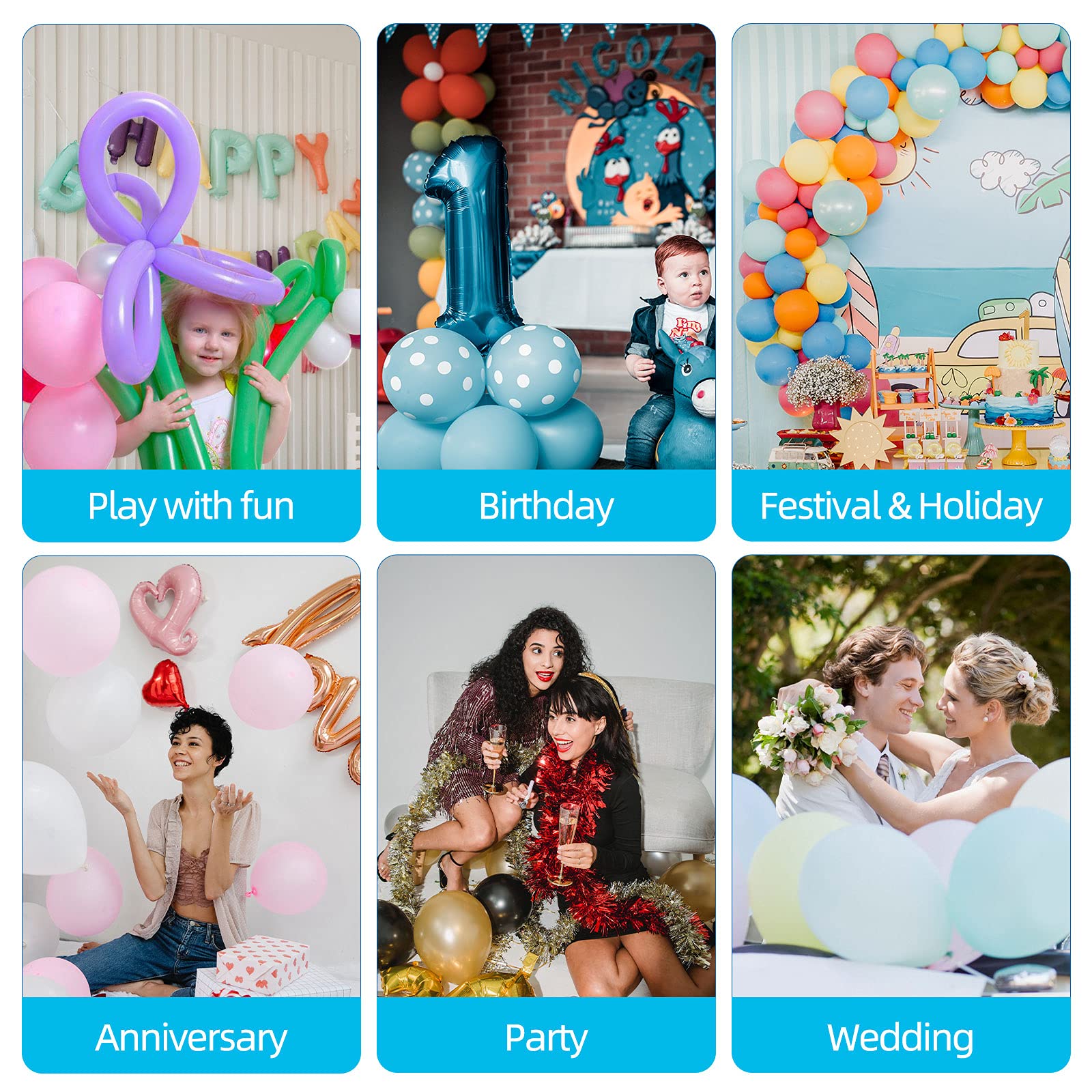 Birodeko Electric Air Pump - Portable Inflator, Air Blower For All Party Balloons, Great For Long Animal Twisty Curly Balloon, F