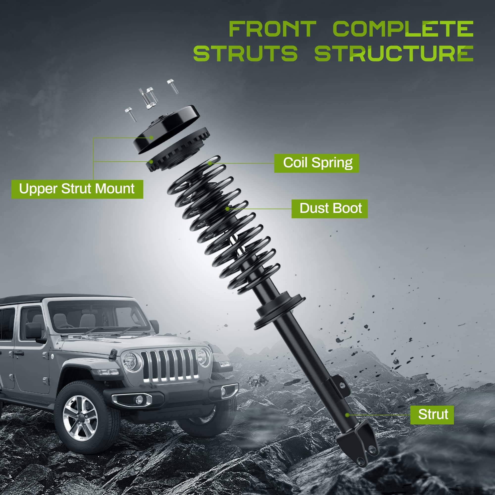 Autosaver88 Pair Front Complete Quick Struts Rear Shock Coil Spring Assembly Compatible With 2005 2006 2007 2008 2009 2010 Chrys